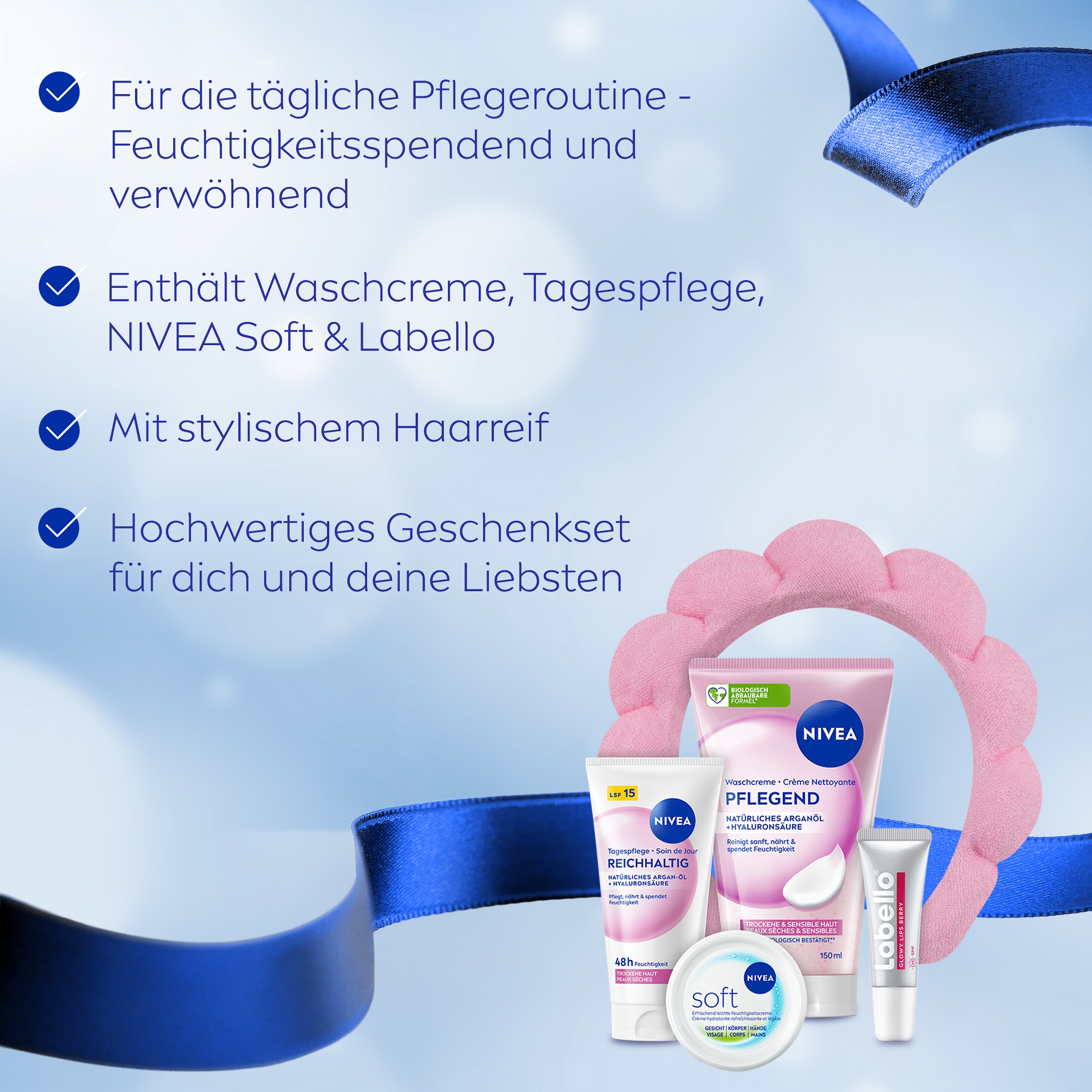 Nivea Pflege-Geschenkbox »NIVEA Zart & Schön Geschenkset« Tagescreme, Waschcreme, Lippenpflege und Feuchtigkeitscreme