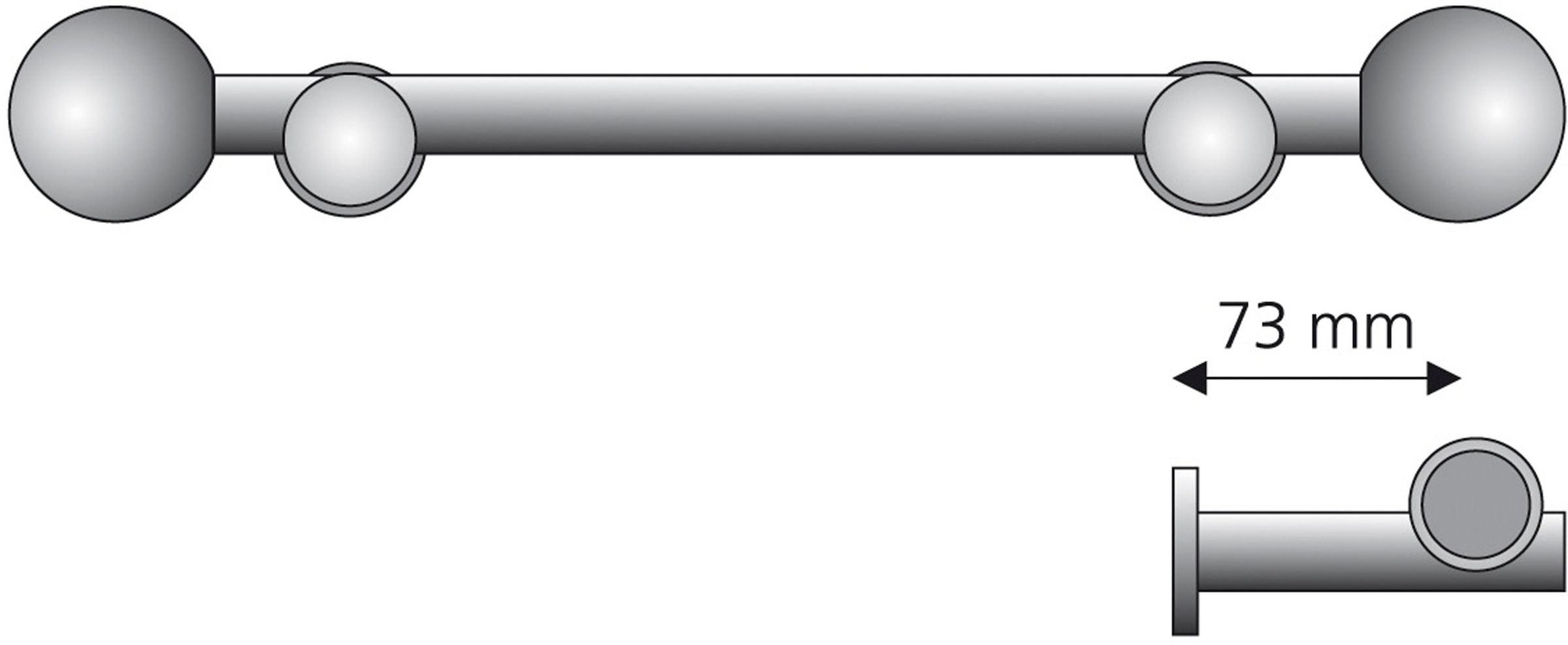 Liedeco Gardinenstange »Modern Line Kugel« Ø 16 mm 1 läufig-läufig Fixmaß günstig online kaufen