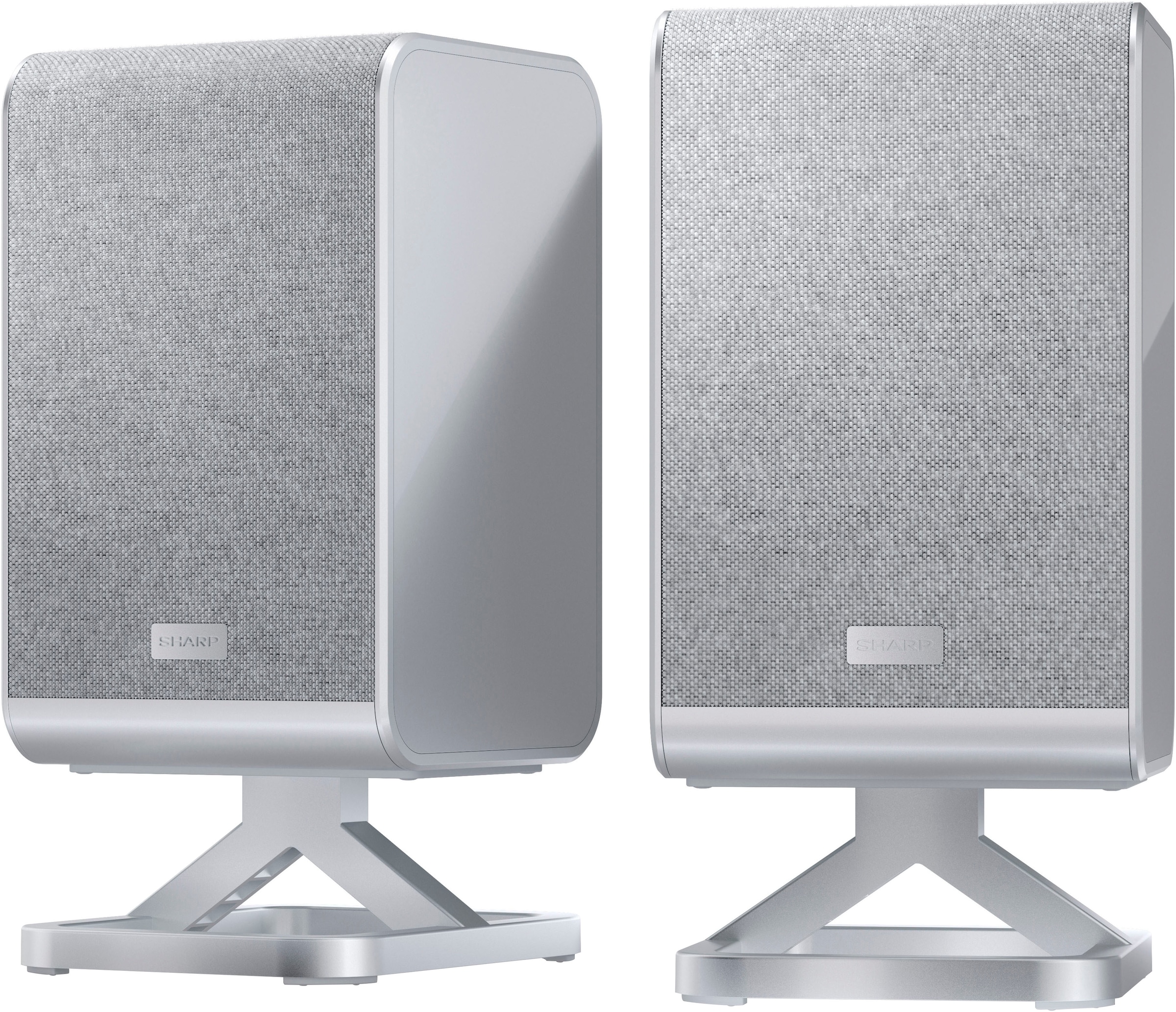 SHARP Surround-Lautsprecher »HT-SPR52021« 2.0.2 ( Kabelloser Surround multidirektionaler Sound 66 W) Satinsilber Wandmontage oder Tischaufstellung