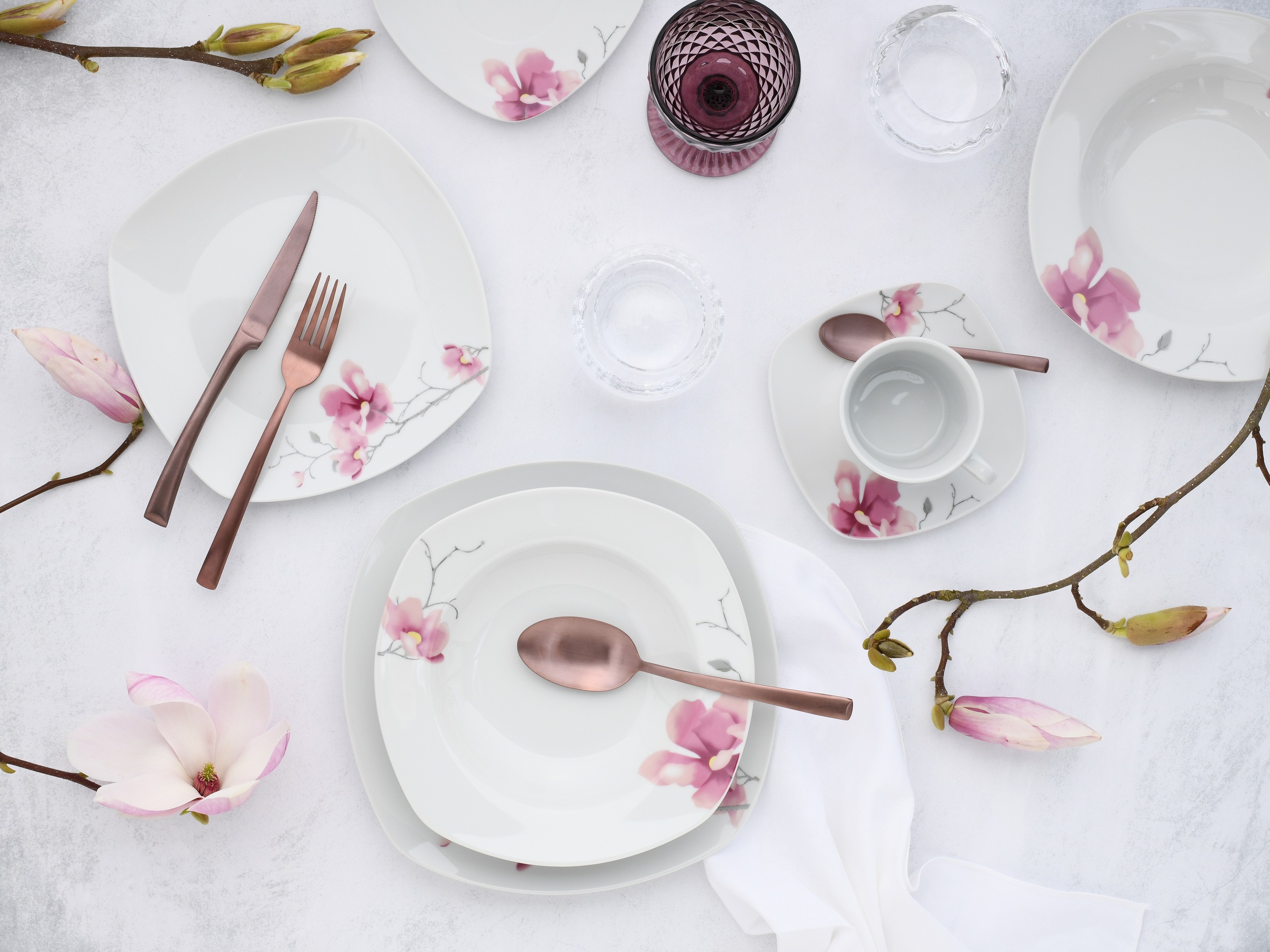 CreaTable Kombiservice »Amelie Aiko, Kombi-Service 30-tlg«, (Set, 30 tlg.), Blumendekor