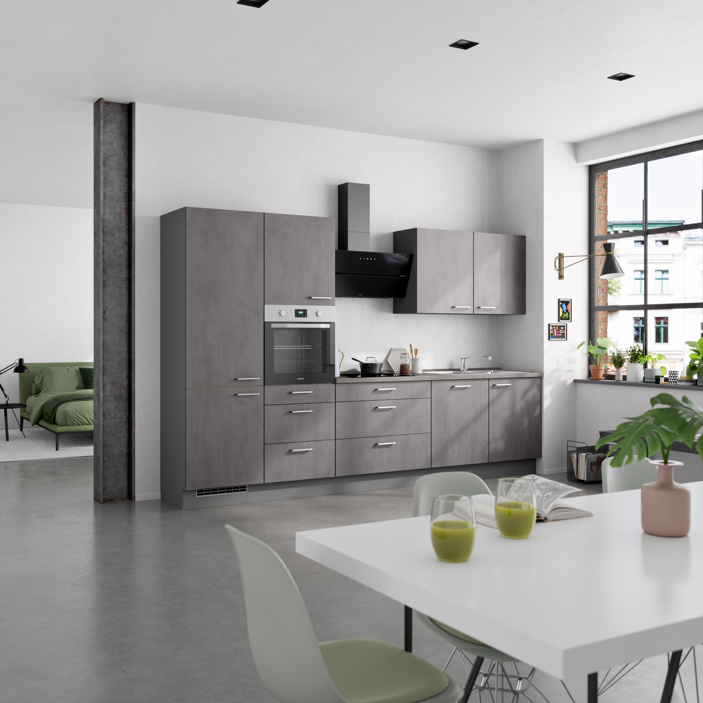 nobilia® Küchenzeile »"Riva II"«, vormontiert, Ausrichtung wählbar, Breite 330 cm, wahlw. mit E-Geräten