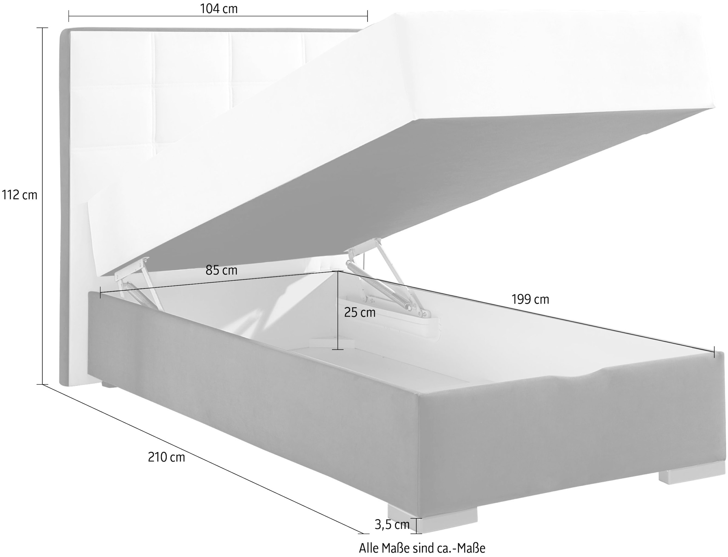 Maintal Boxspringbett mit Bettkasten und Topper