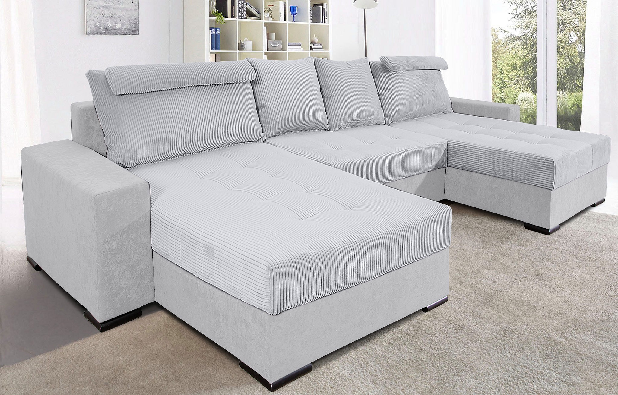 COLLECTION AB Wohnlandschaft »XXXL-Josy Relax U-Form Breite 352 cm, mit 2 gleich großen Recamieren«, inkl. Bettfunktion, Bettkasten, mit 4 Rückenkissen in zwei Größen