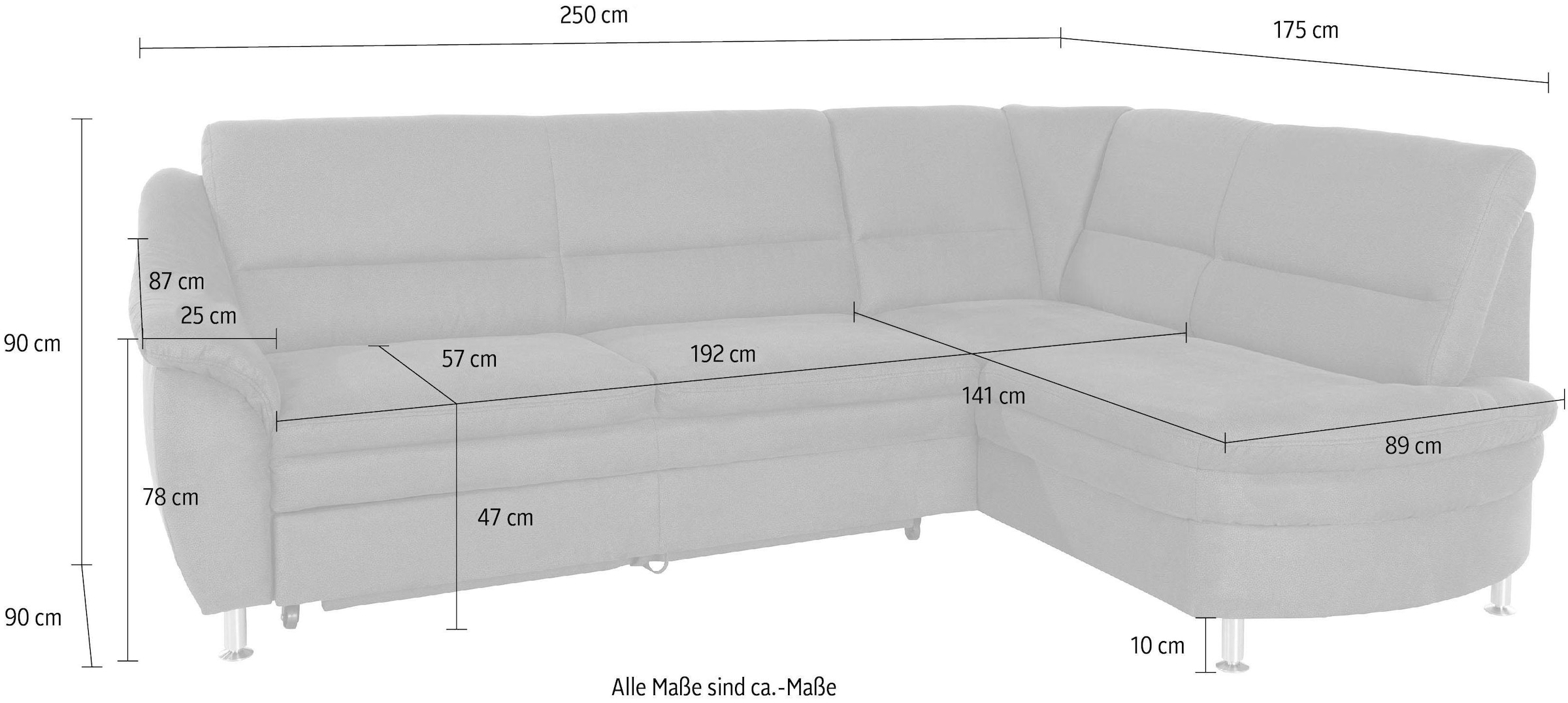 Places of Style Ecksofa »Cardoso L-Form«, Federkern, wahlweise mit Bett, Schubkasten