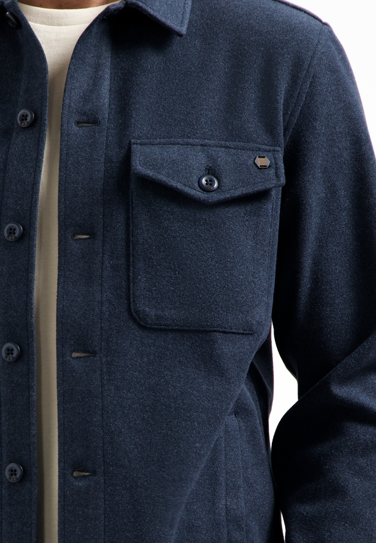 NO EXCESS Langarmhemd »No Excess Meliertes Overshirt Overshirt Button Closure Melange«