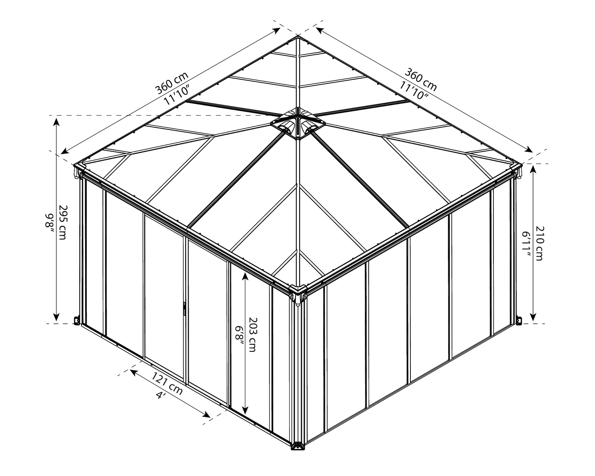 Palram - Canopia Pavillon »Ledro 3600«, (Set), BxT: 360x360 cm