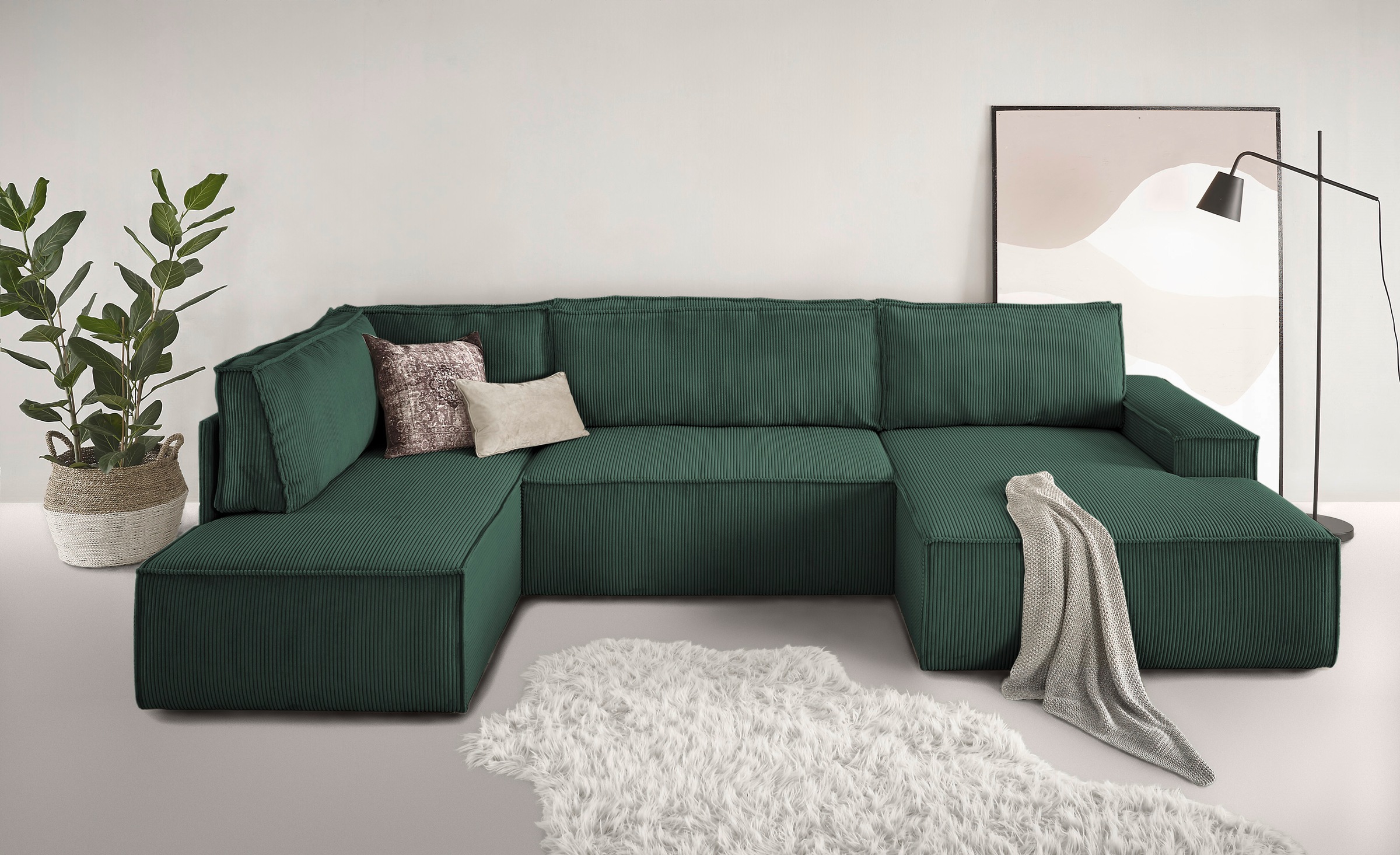 Home affaire Wohnlandschaft »SHERWOOD 329 cm, U-Form, Schlafsofa,«, Schlaff günstig online kaufen