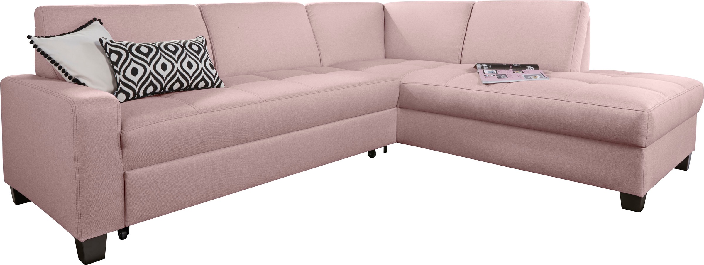 DOMO collection Ecksofa »Florentina zeitlos und elegant, Sitznähte als Designelement, L-Form«, wahlweise mit Bettfunktion, mit Kontrastnaht, Komfortsitzhöhe 47cm