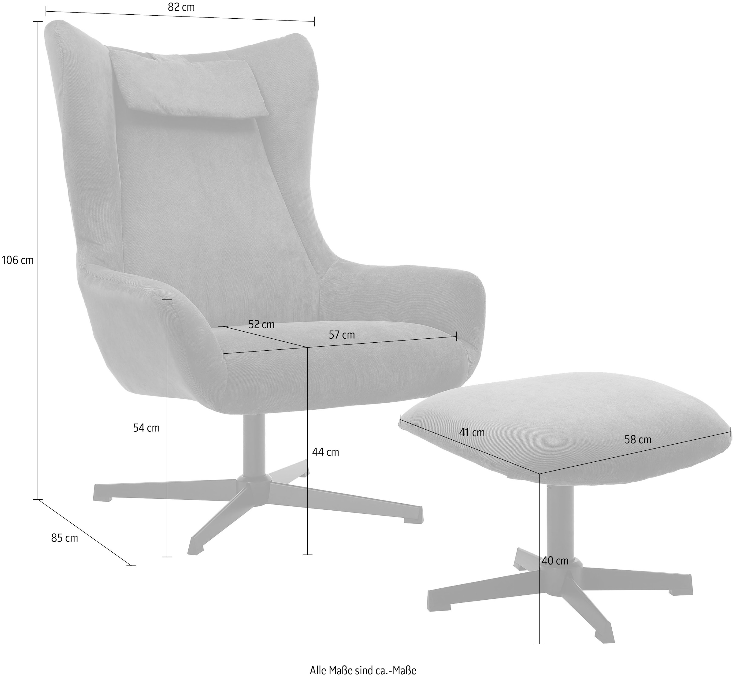 SalesFever Sessel, (Set, 2 St.), mit Drehfunktion