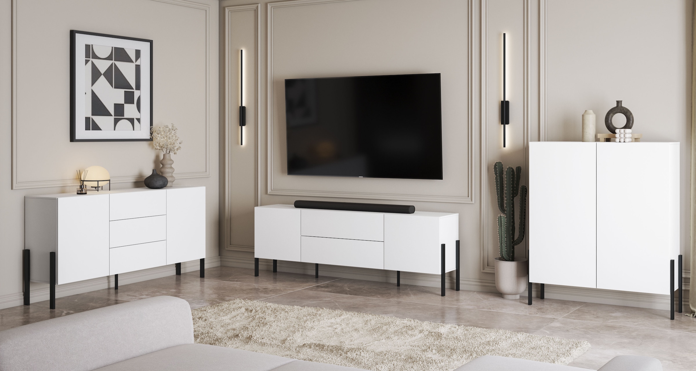 INOSIGN Sideboard »Jukon, Breite 150 bzw.180 cm, moderne grifflose Kommode«, Schubladenschrank 2 Türen/3 Schubkästen, push-to-open-Funktion