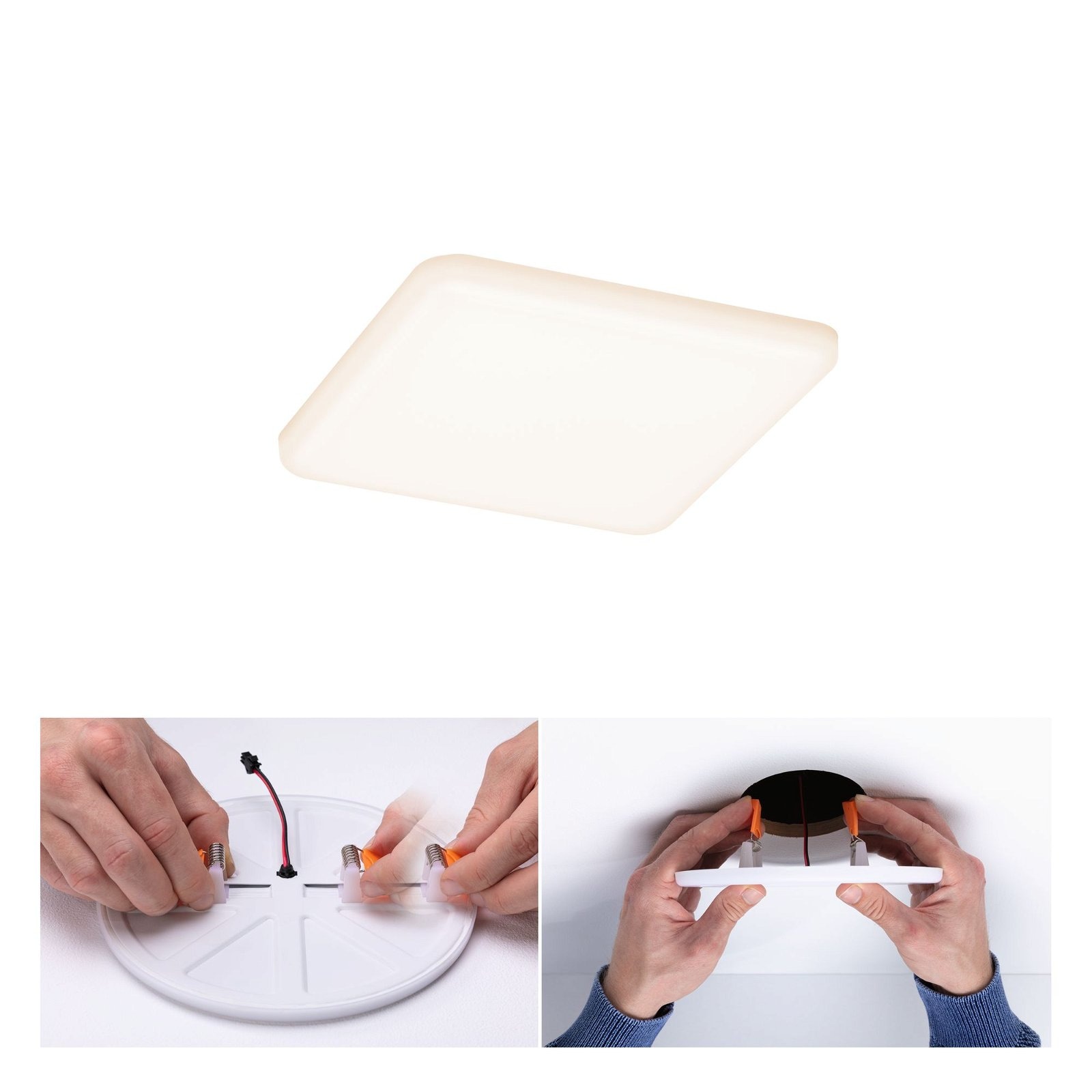Paulmann LED Einbauleuchte »VariFit Veluna IP44 eckig 125x125mm 8,5W 650lm 3000K Satin«, 1 flammig, Einbaupanel