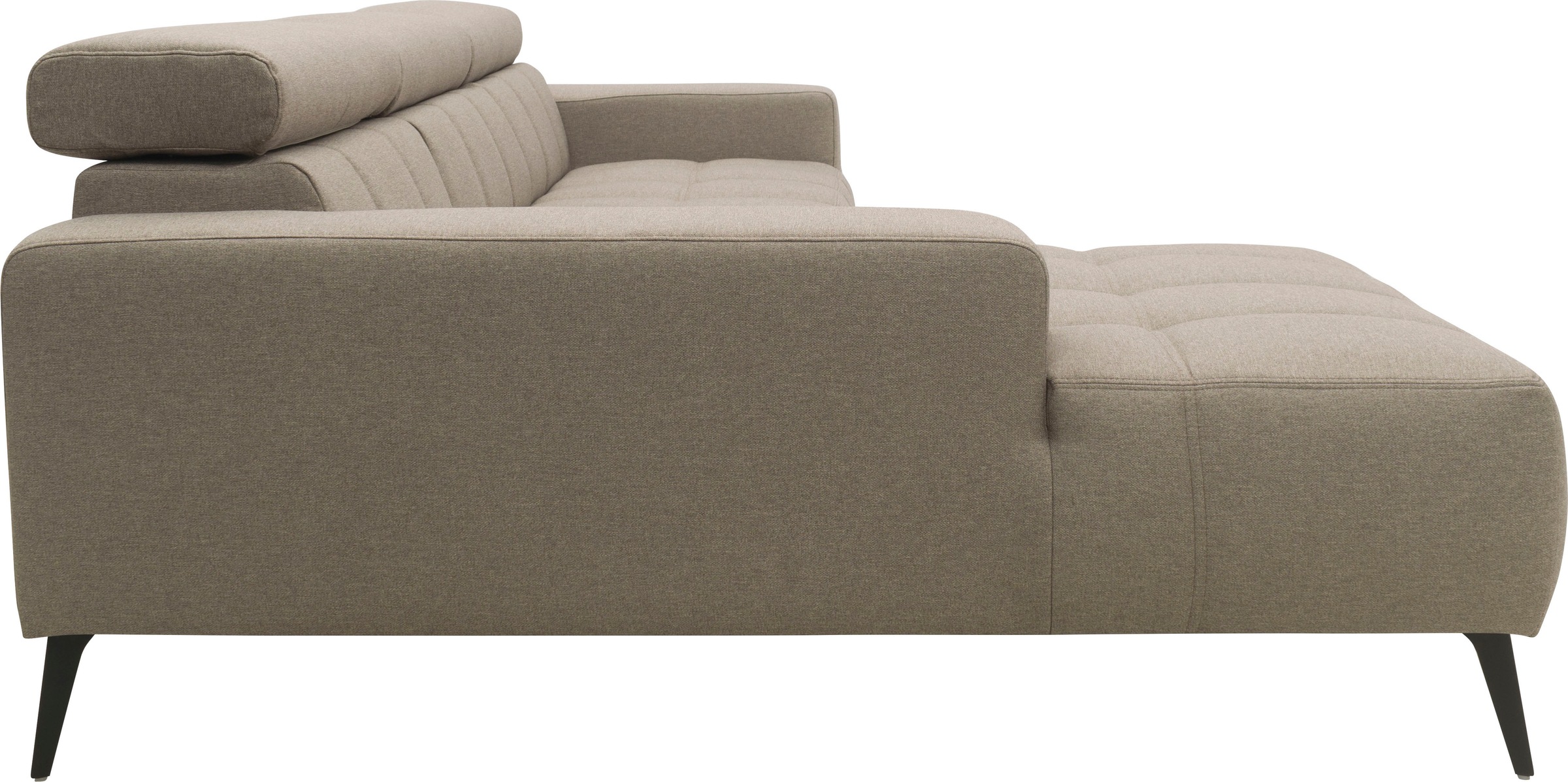 DOMO collection Ecksofa »Trento L-Form, mit Kufenfuß oder Einzelfuß«, wahlweise mit Kopfteilverstellung, Recamiere links/rechts bestellbar