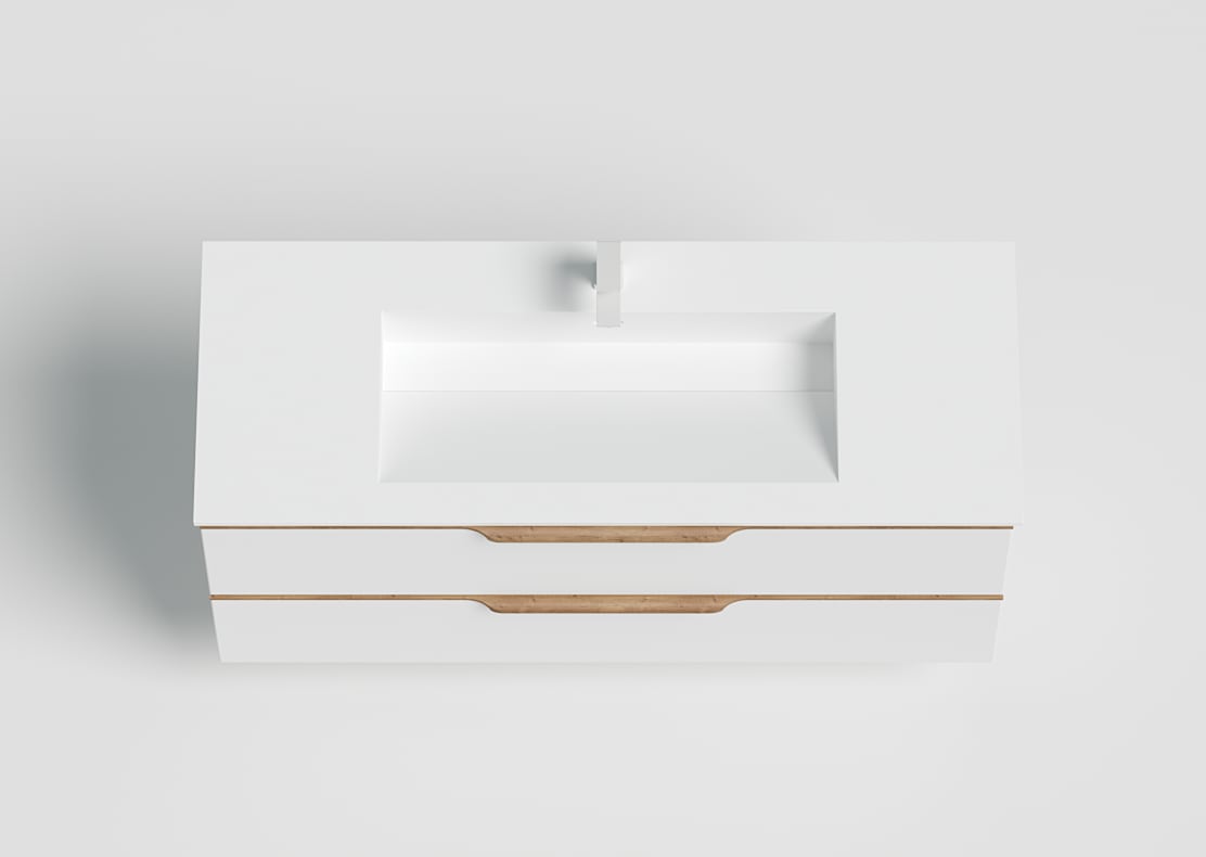 welltime Waschtisch »Amber«, mit CORIAN-Acrylstein Waschbecken, massive Eichendetails