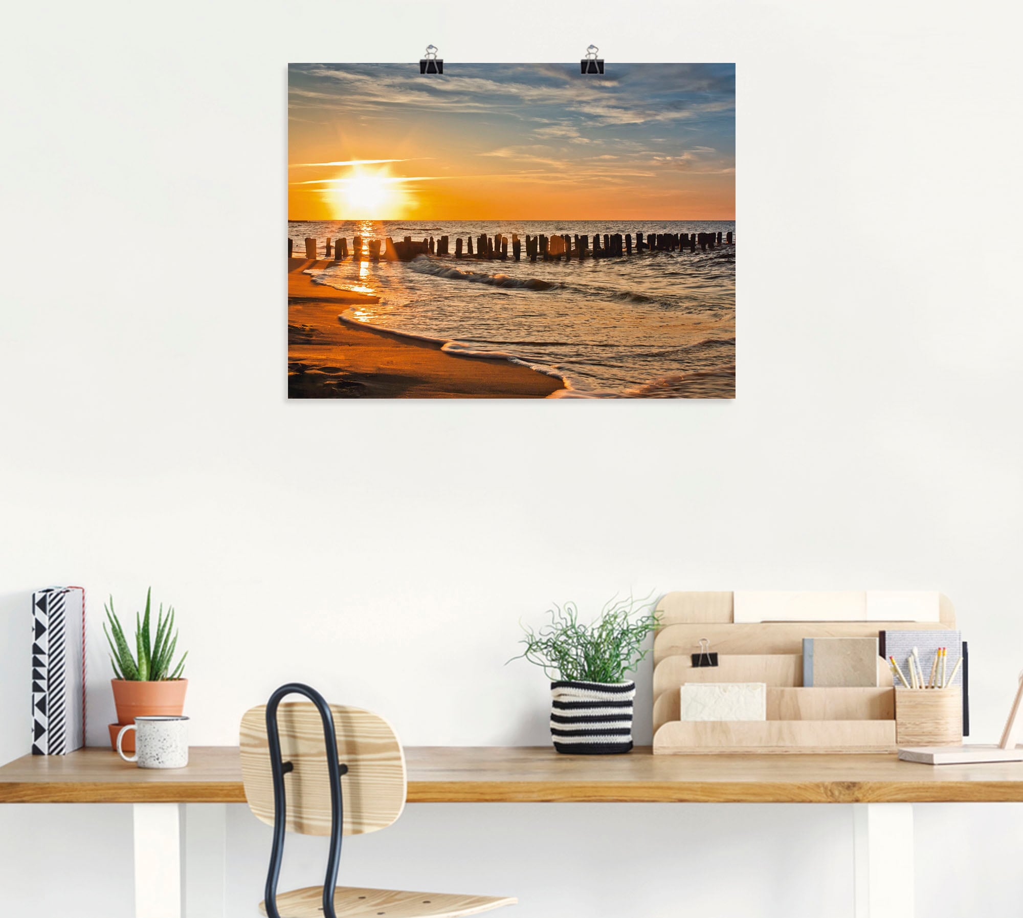 Artland Wandbild »Schöner Sonnenuntergang am Strand«, Strand, (1 St.), als Alubild, Outdoorbild, Leinwandbild, Poster in verschied. Größen