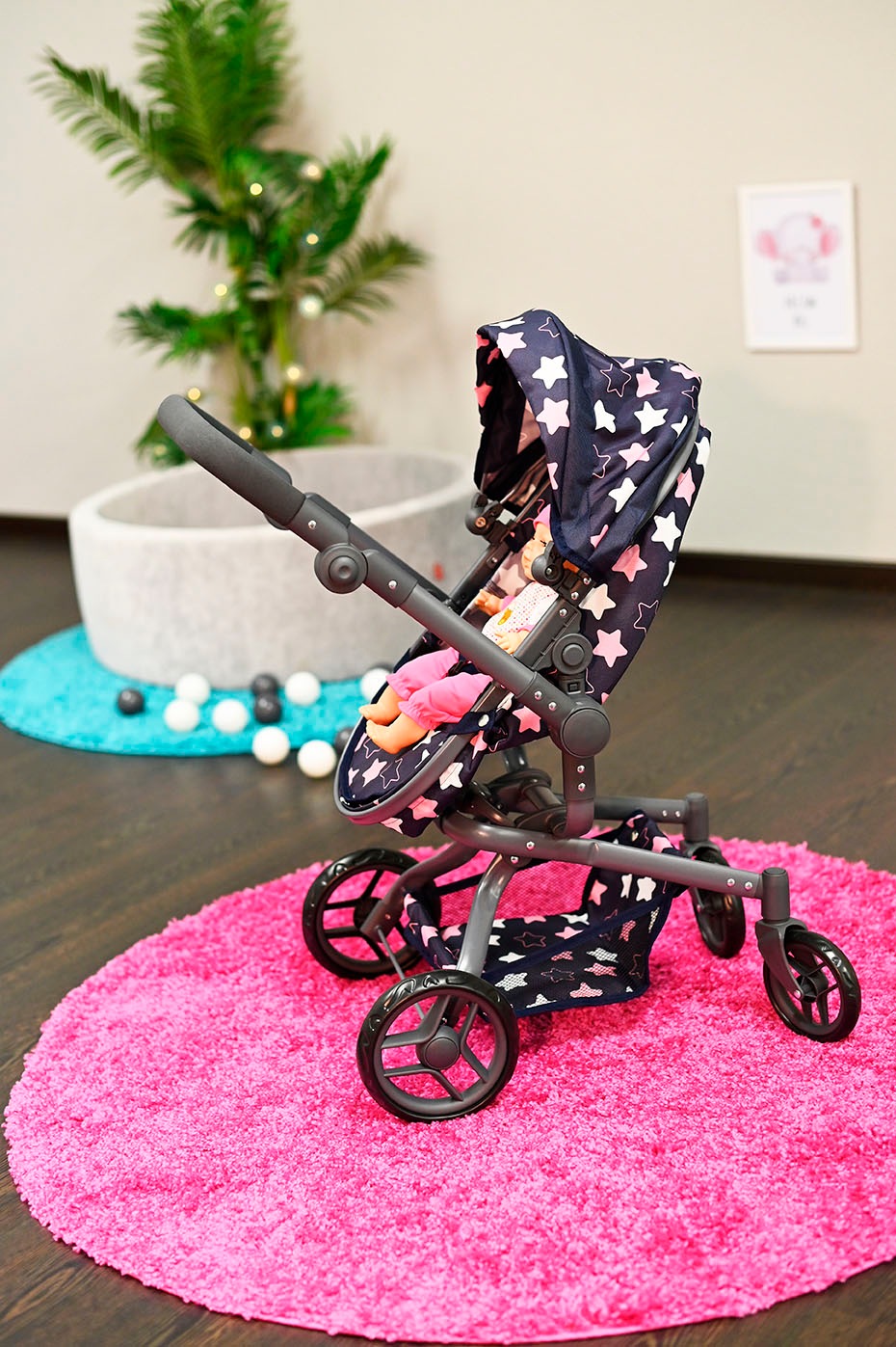 Knorrtoys® Kombi-Puppenwagen »Boonk - star blue pink«