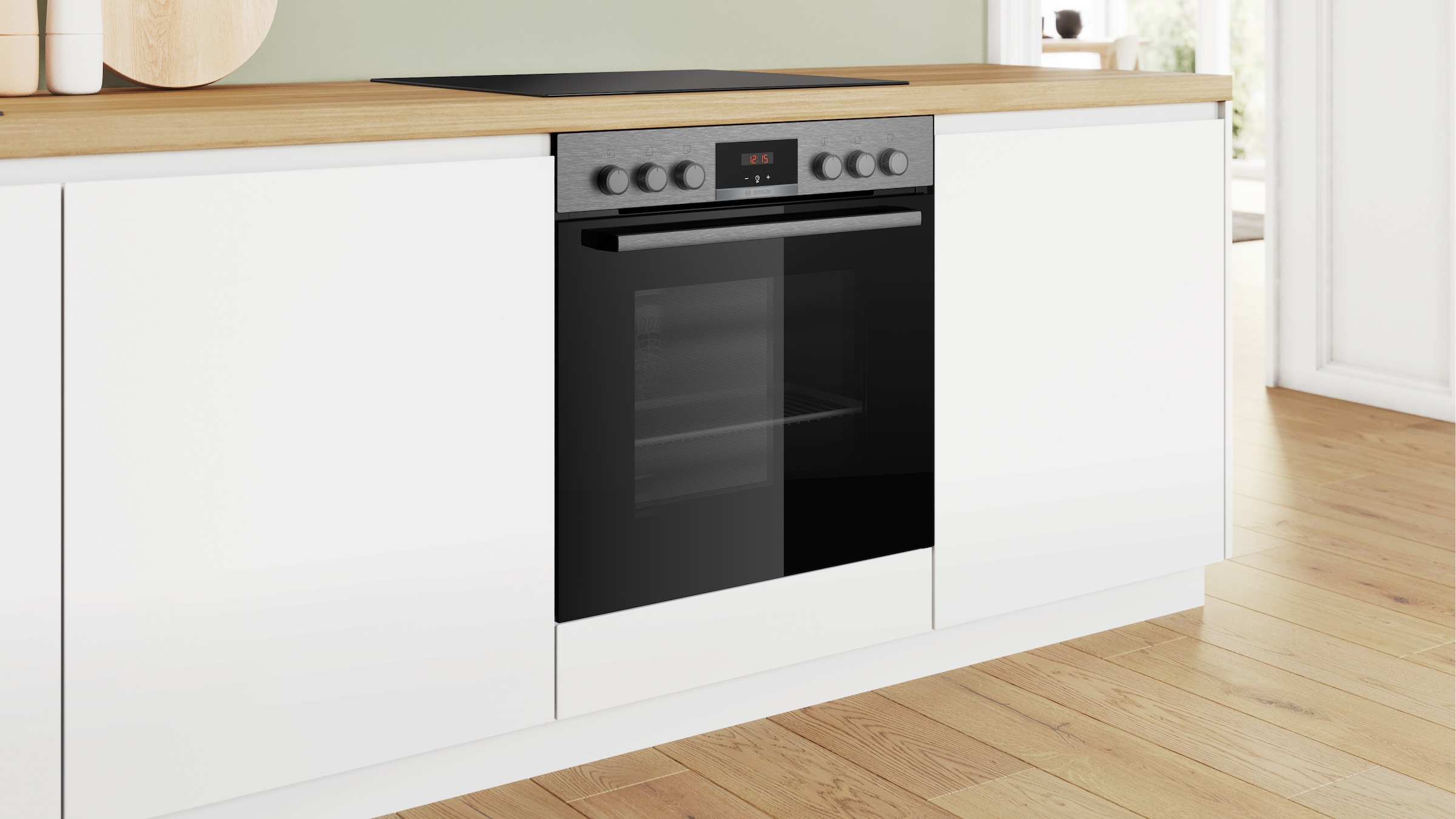 BOSCH Elektro-Herd-Set »HND411VS67«, mit Backwagen, Backwagen mit ausziehbarer Tür für bequemes Kochen & Backen