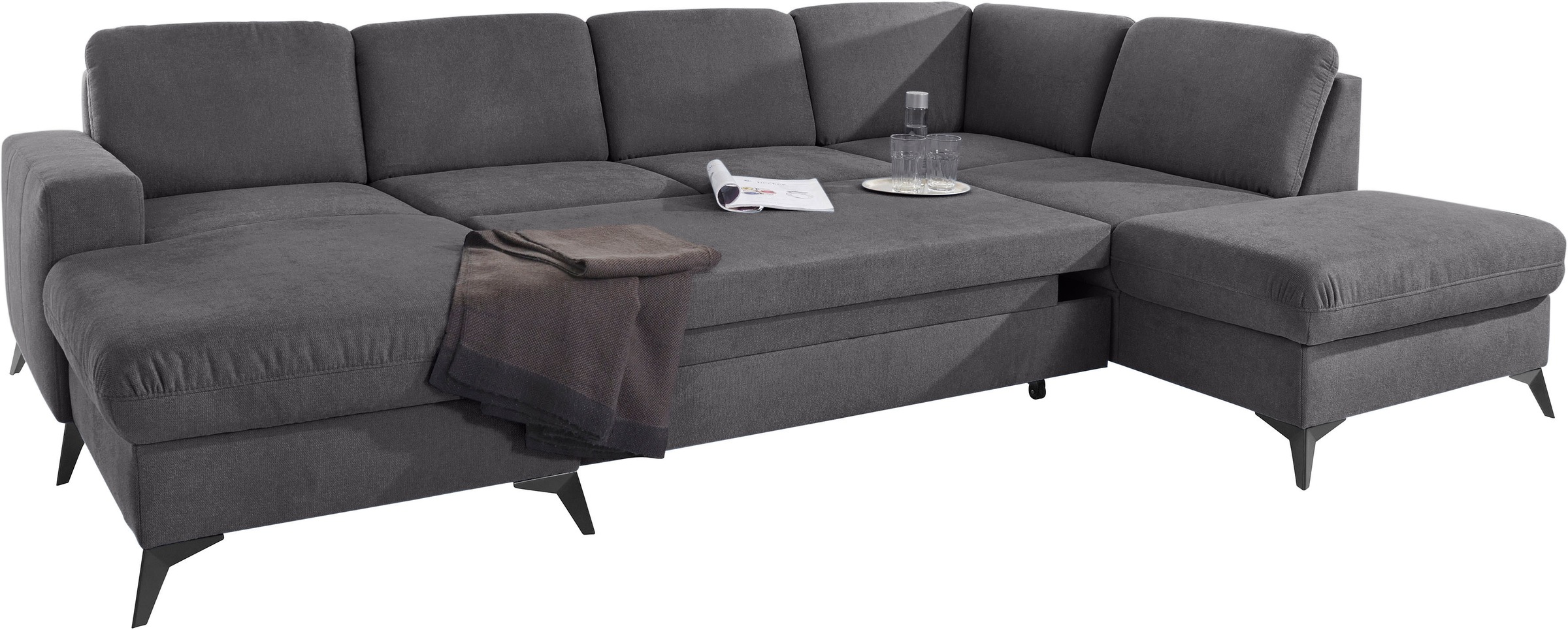 Places of Style Wohnlandschaft »Lolland U-Form«, Wahlweise mit Bettfunktion und Stauraum, auch mit abwischbarem Bezug