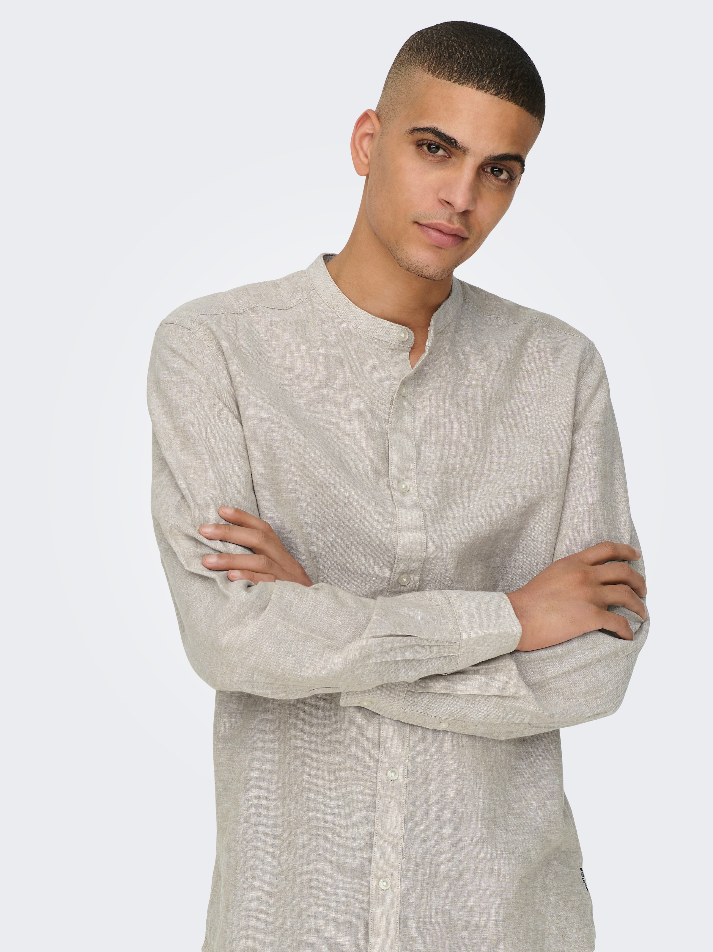 ONLY & SONS Langarmhemd »ONSCAIDEN LS SOLID LINEN MAO SHIRT NOOS«