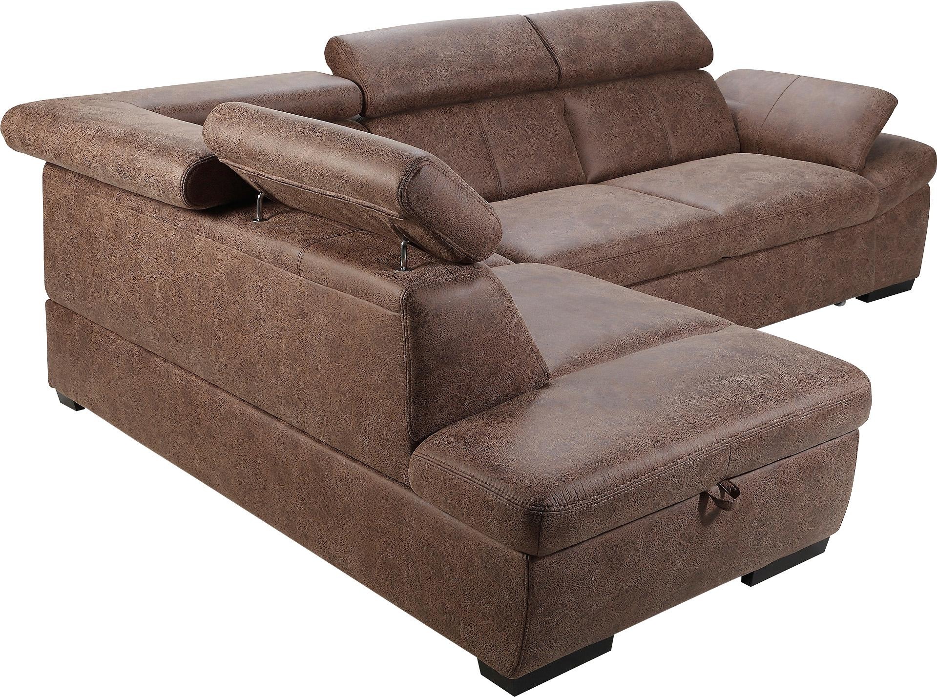 exxpo - sofa fashion Ecksofa »Salerno, klassisch modernes Funktionssofa, hoher Sitzkomfort, L-Form«, inkl. Kopf- und Armteilverstellung, wahlweise mit Bettfunktion
