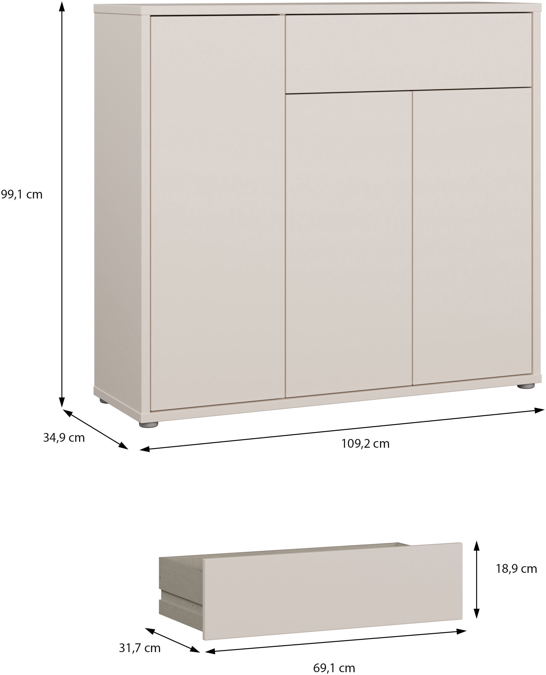 FORTE Schuhschrank »Alice Springs« B/H/T 109,2/99,1/34,9 cm Push to open, 20 Paar Schuhe