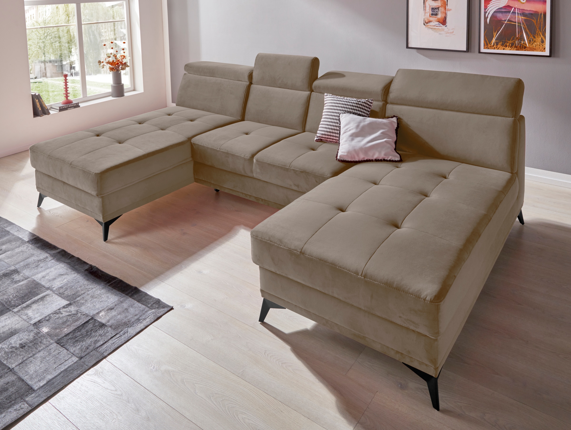 INOSIGN Wohnlandschaft »Cardiz U-Form« inkl.Kopfteilverstellung und Federke günstig online kaufen