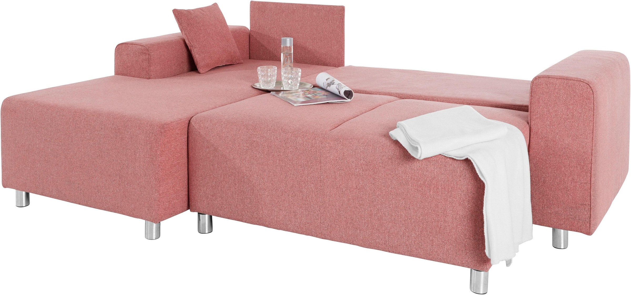 Guido Maria Kretschmer Home&Living Ecksofa »Györ«, L-Form, wahlweise mit Bettfunktion und Bettkasten incl. 2 Zierkissen