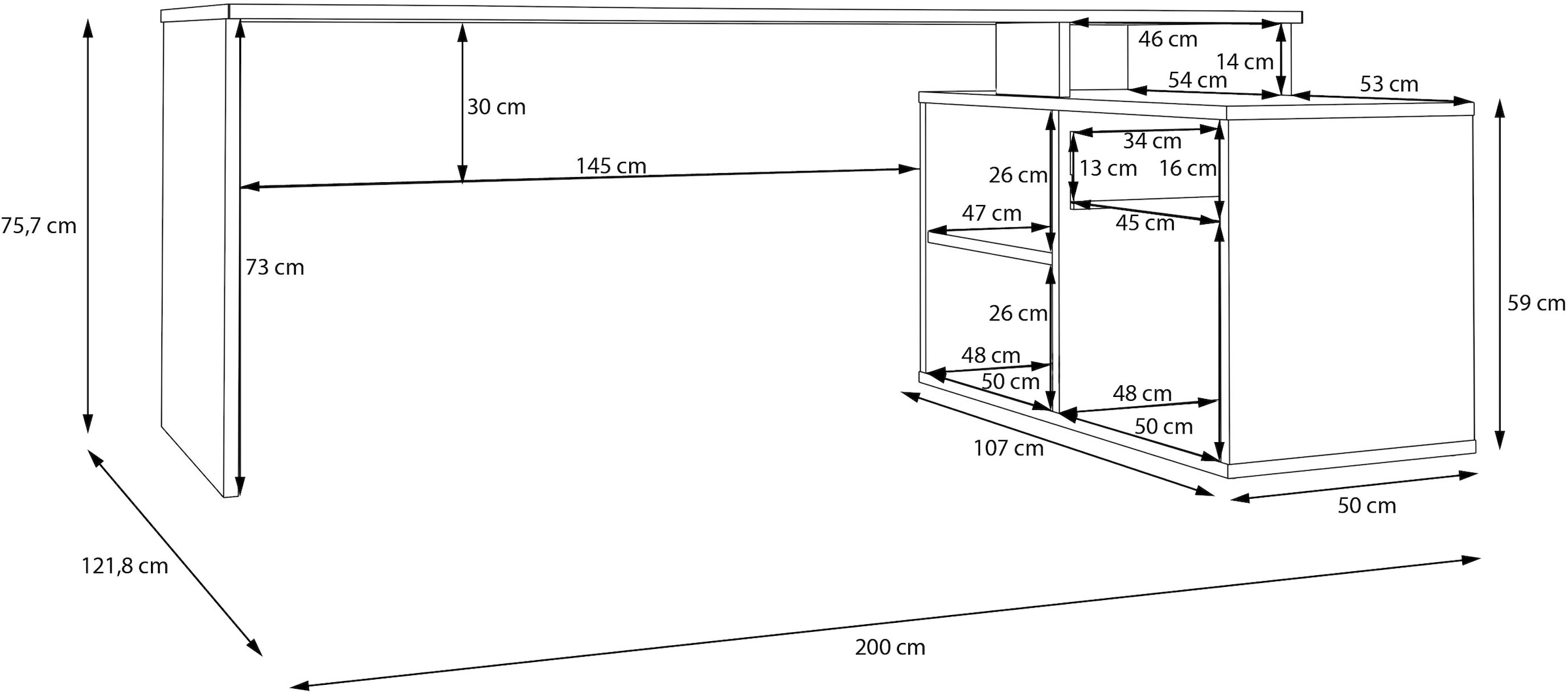 FORTE Schreibtisch »Eckschreibtisch Tezaur«