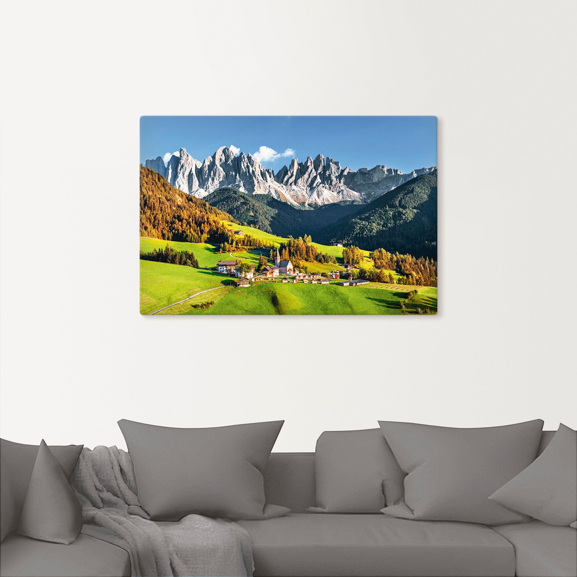 Artland Wandbild "Alpen Berge Santa Maddalena", Berge & Alpenbilder, (1 St. günstig online kaufen