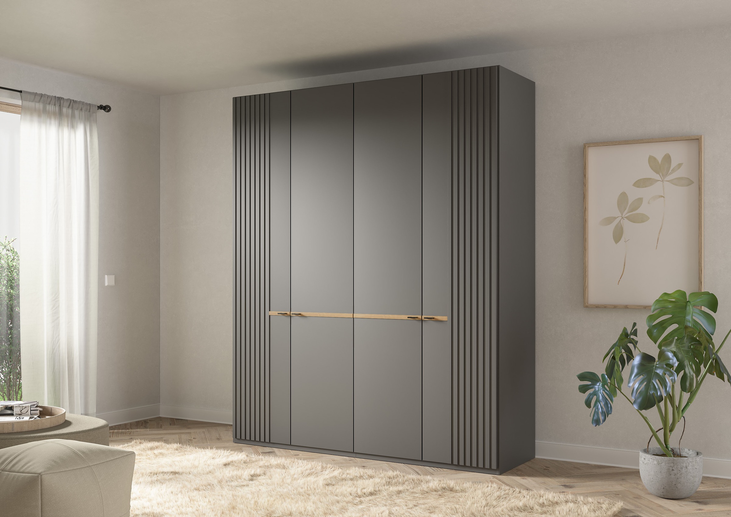 Musterring Drehtürenschrank »Isabelle« Lamellen in Korpusfarbe, Griffe in s günstig online kaufen