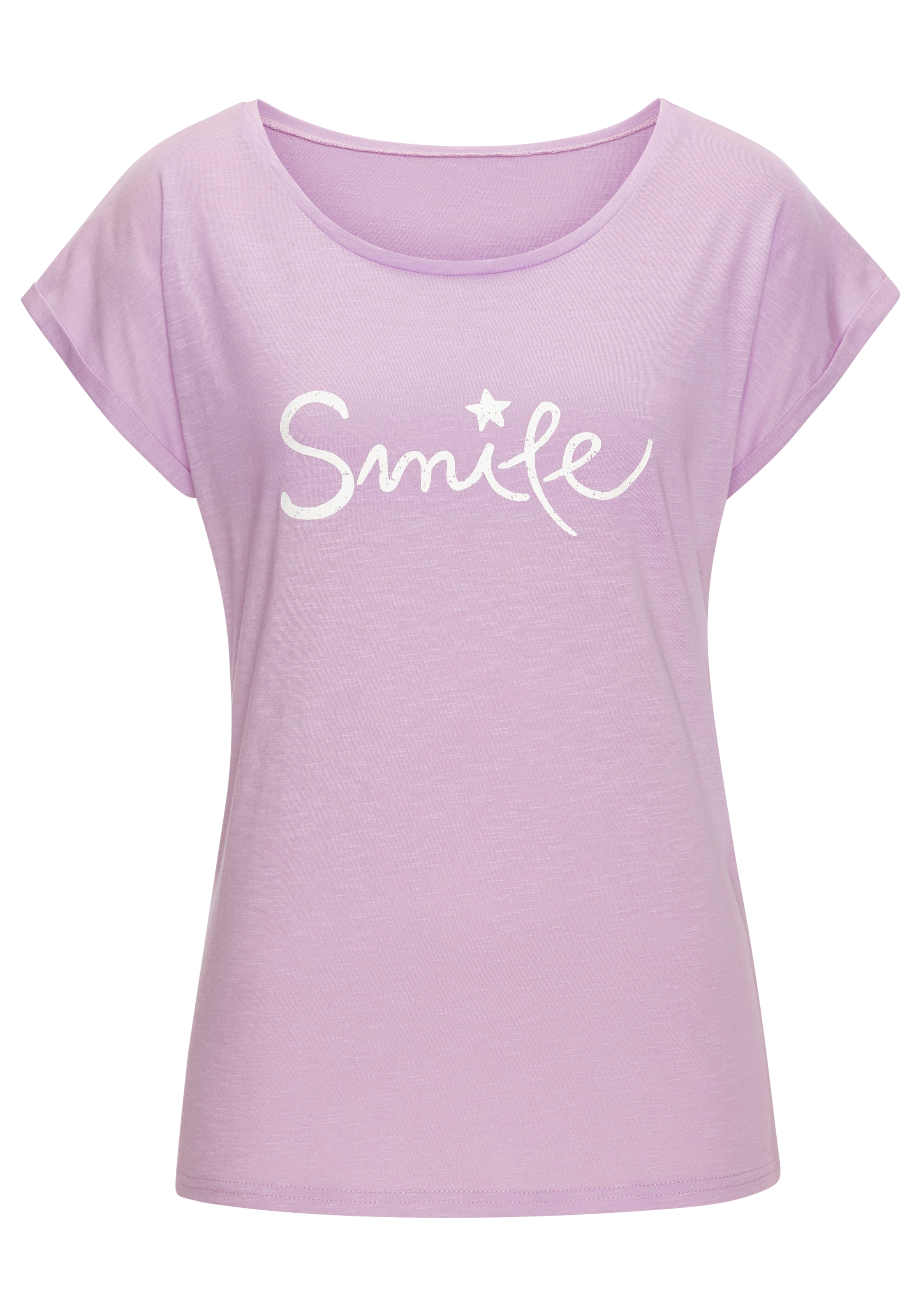 Beachtime T-Shirt »mit Frontdruck "Smile"« aus weicher Baumwoll-Qualität