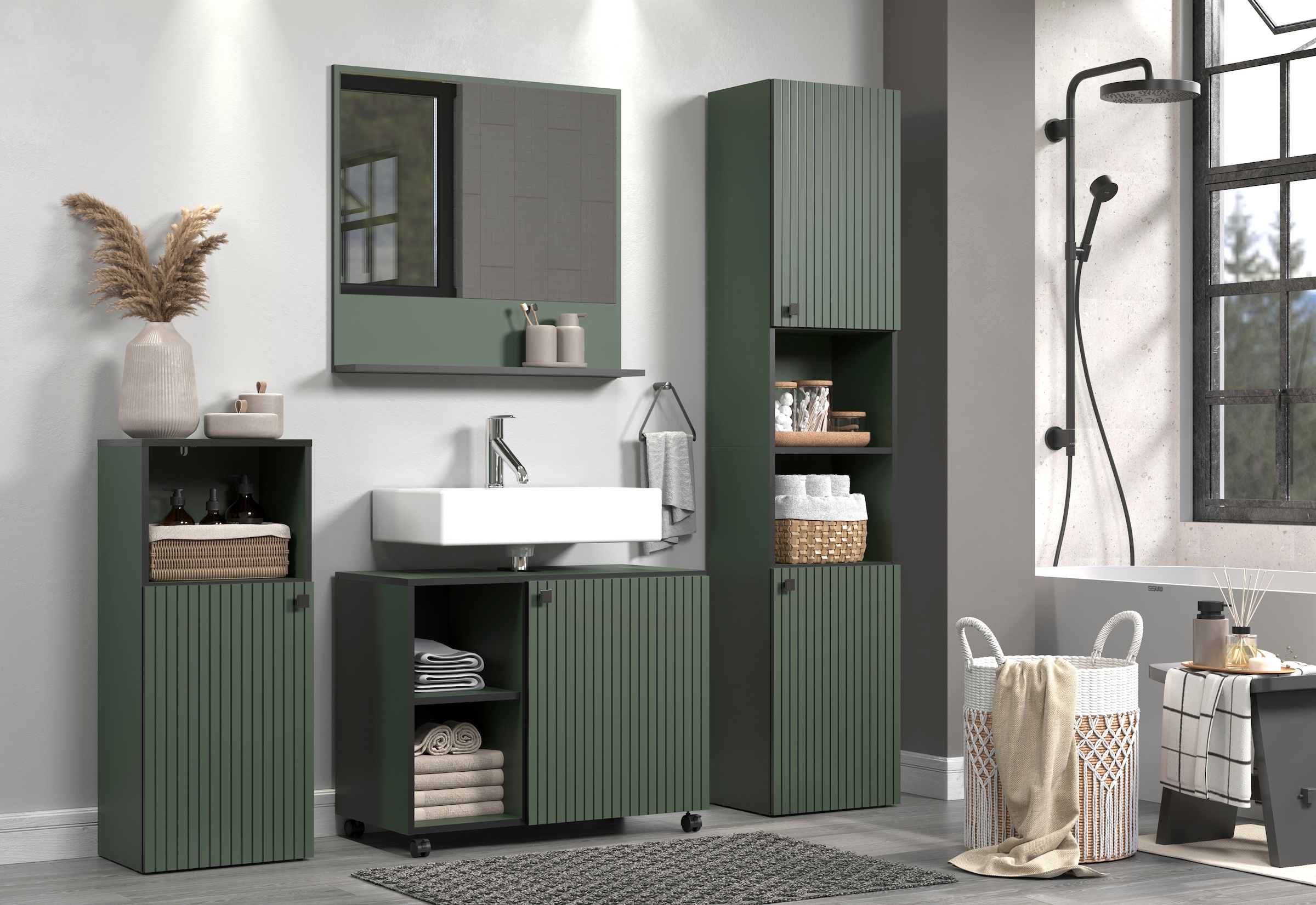 welltime Badspiegel »Amrum« Wandspiegel mit Ablage - (B/T/H) wahlweise 60 bis 80/14/74 cm