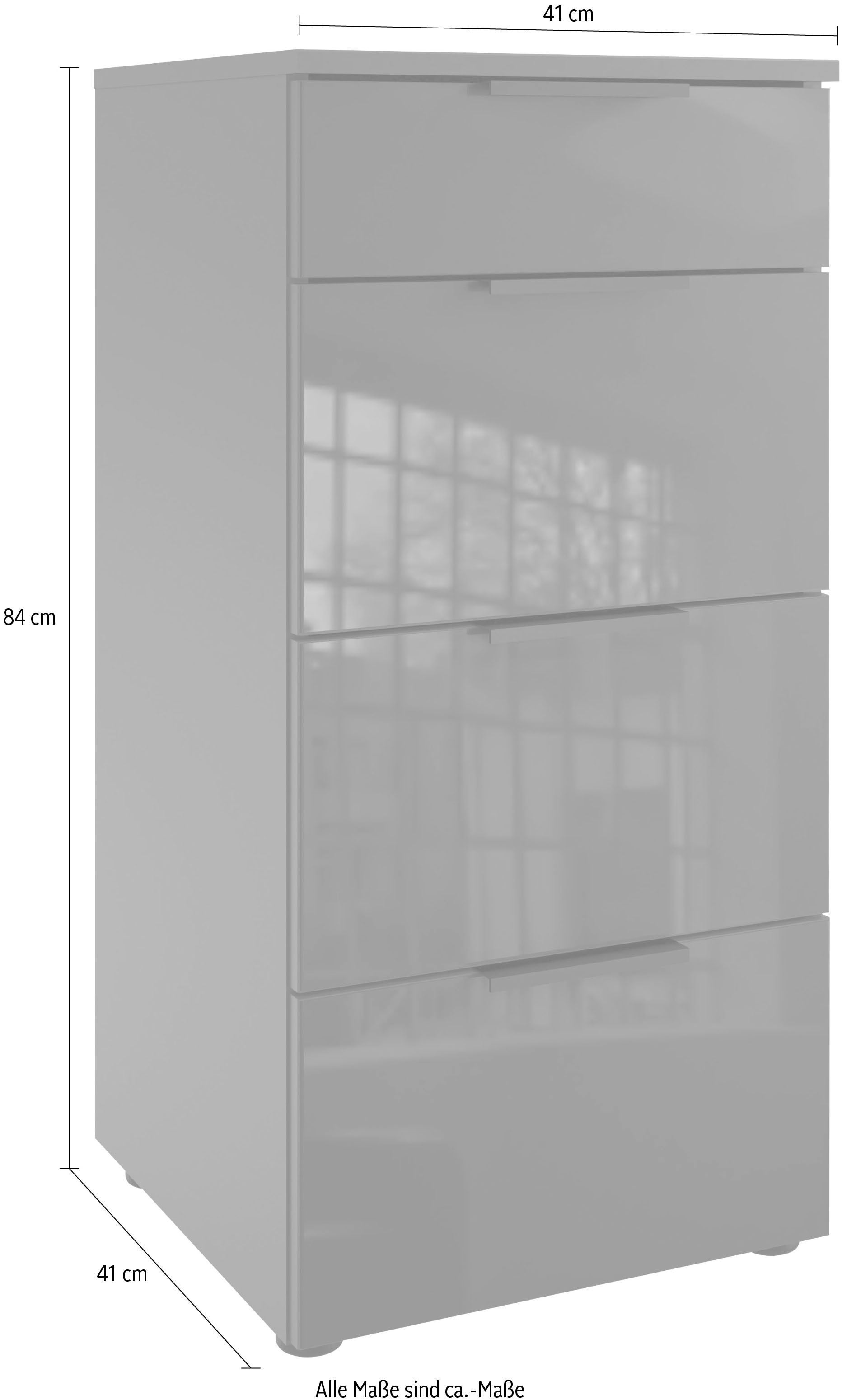 Wimex Schubkastenkommode »Level36 black C by fresh to go«, mit Glaselementen auf der Front, soft-close Funktion, 41cm breit
