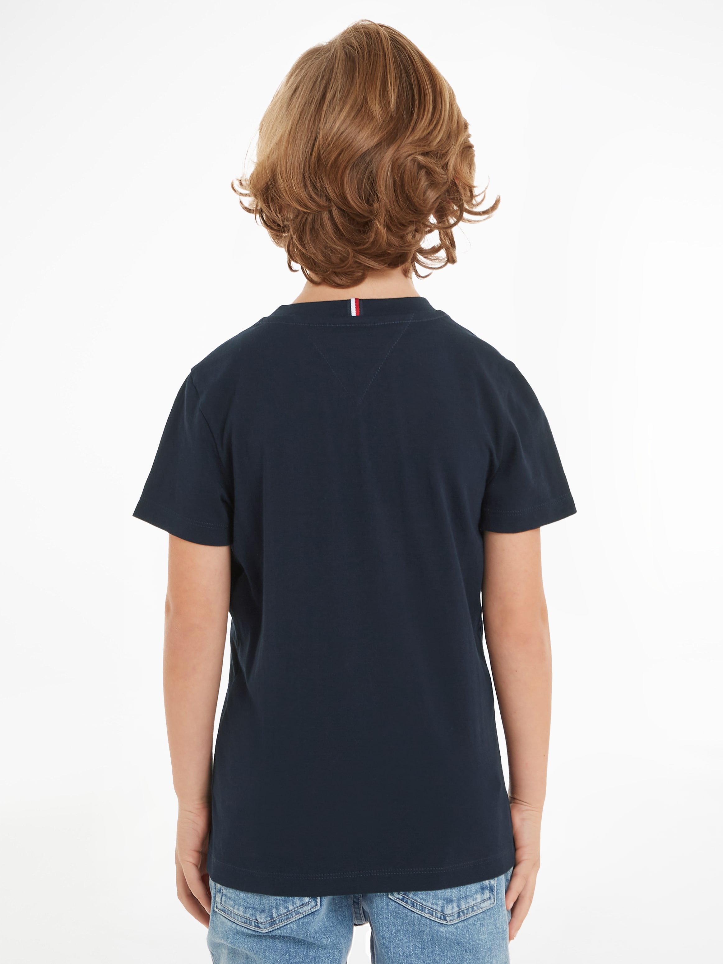 Tommy Hilfiger Rundhalsshirt »MONOTYPE FLOCK REGULAR TEE SS«, mit Frontprint, Rundhlas, Kurzarm