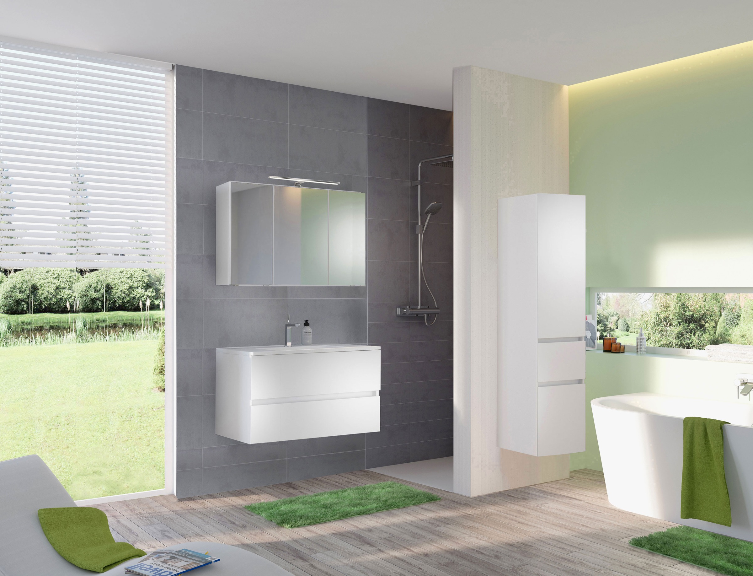 welltime Badmöbel-Set »Welltime Möbel Baabe Waschtisch-Set 3tlg. oder 5tlg. günstig online kaufen