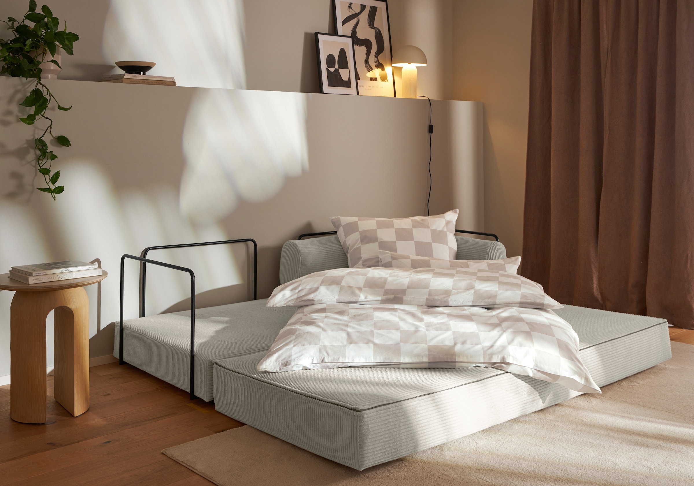homsy by Ana Johnson Schlafsofa »Folda Dauerschläfer, B: 206 cm, Liegefl. 181x198 cm« mit Bett-/Schlaffunktion, inkl. 1x Zierkissen, Tonnentaschenfederkern
