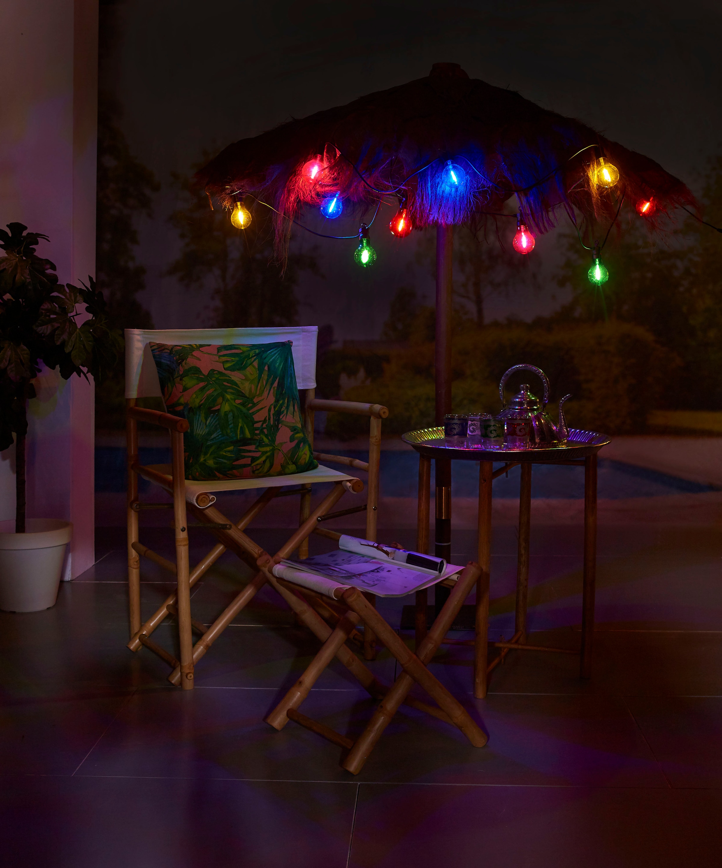 LUXFORM Lichterkette »24V-Lichterkette Maui - mit 10x farbigen LED«, Überall aufhängbar, drinnen und draußen