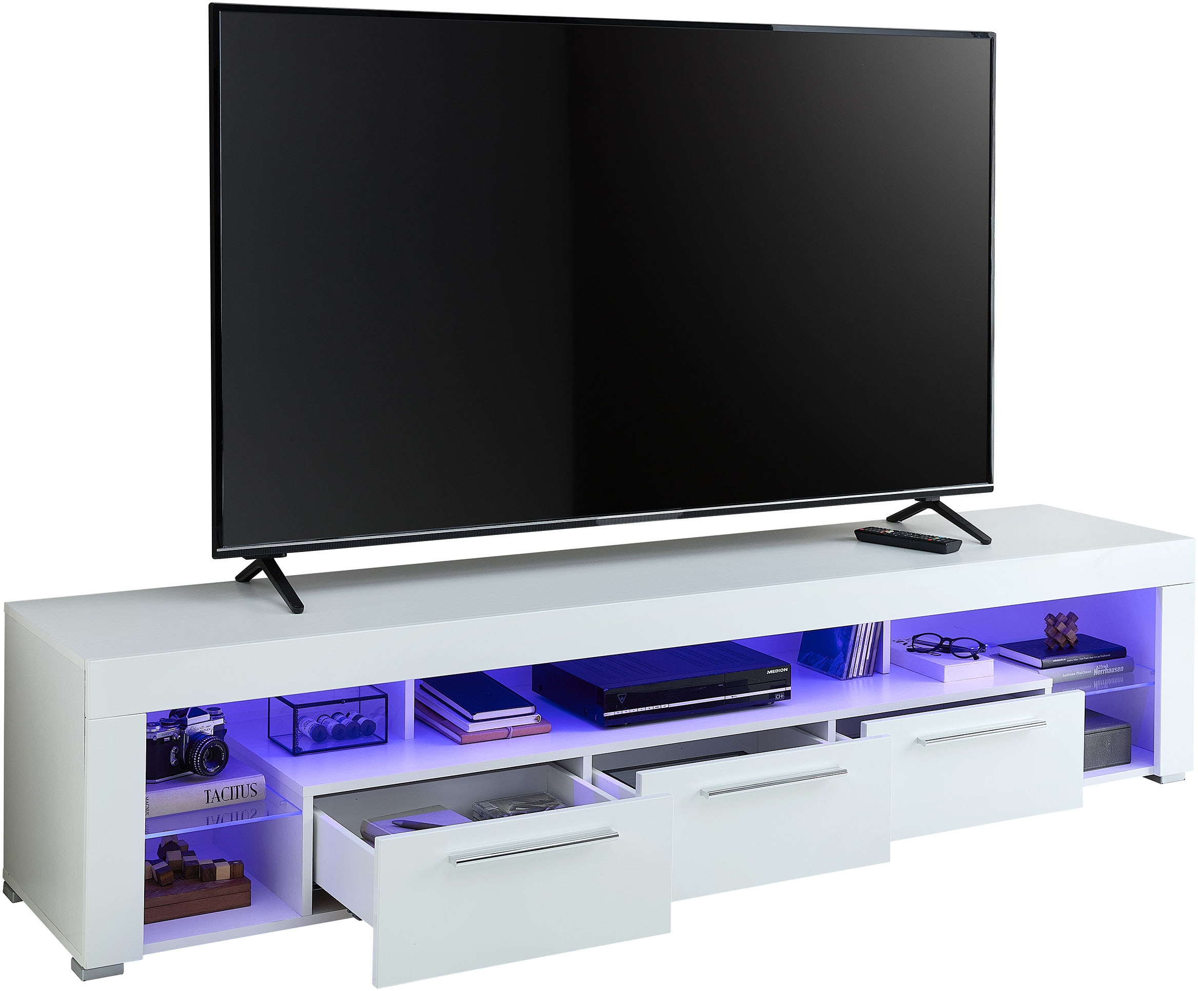 Stolkom TV-Schrank »Goal« 3 Schubkästen, 5 offenen Fächern, Stellmaß 200/44/44 cm