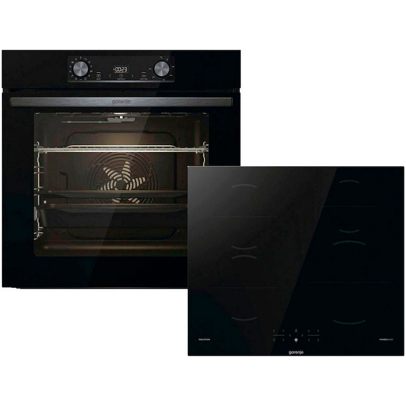 GORENJE Backofen-Set »BLACKSET2« mit 1-fach-Teleskopauszug Aqua Clean Pizzafunktion mit 300 °C – perfekt für Pizza, Focaccia und mehr! schwarz...