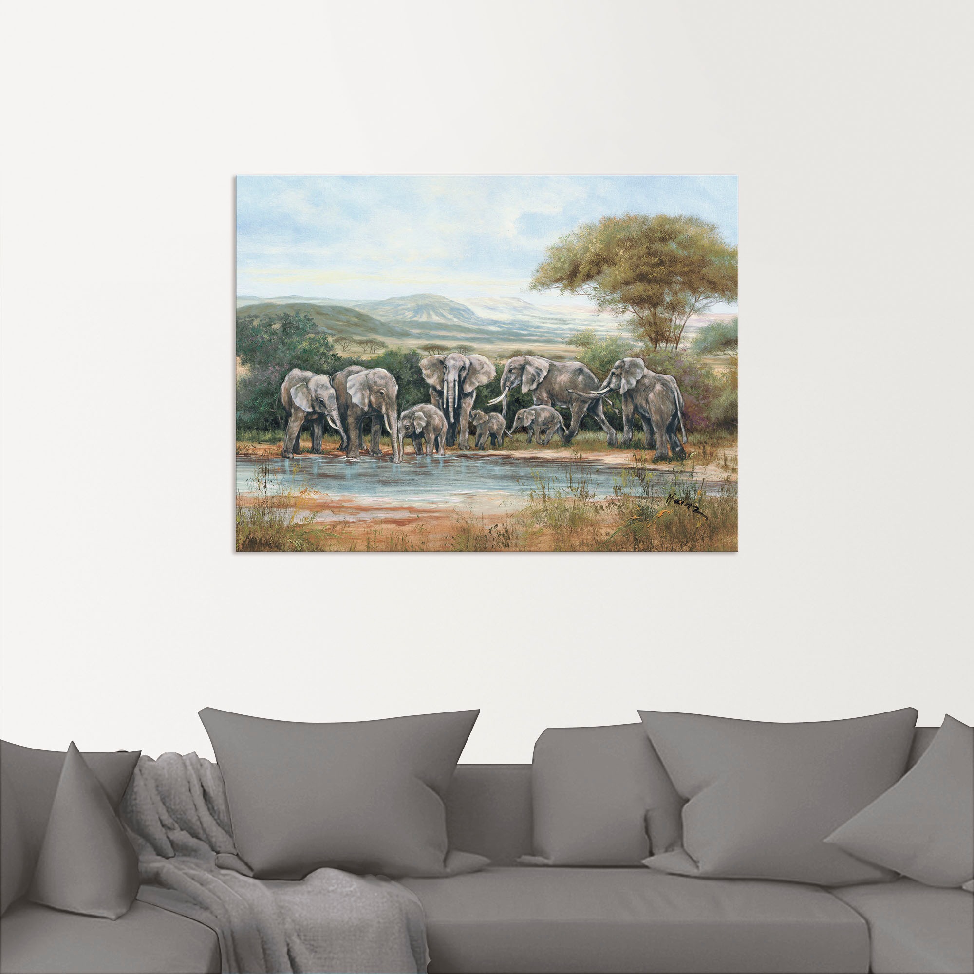 Artland Wandbild »Elefantenfamilie«, Elefanten Bilder, (1 St.), als Alubild, Outdoorbild, Wandaufkleber in verschied. Größen