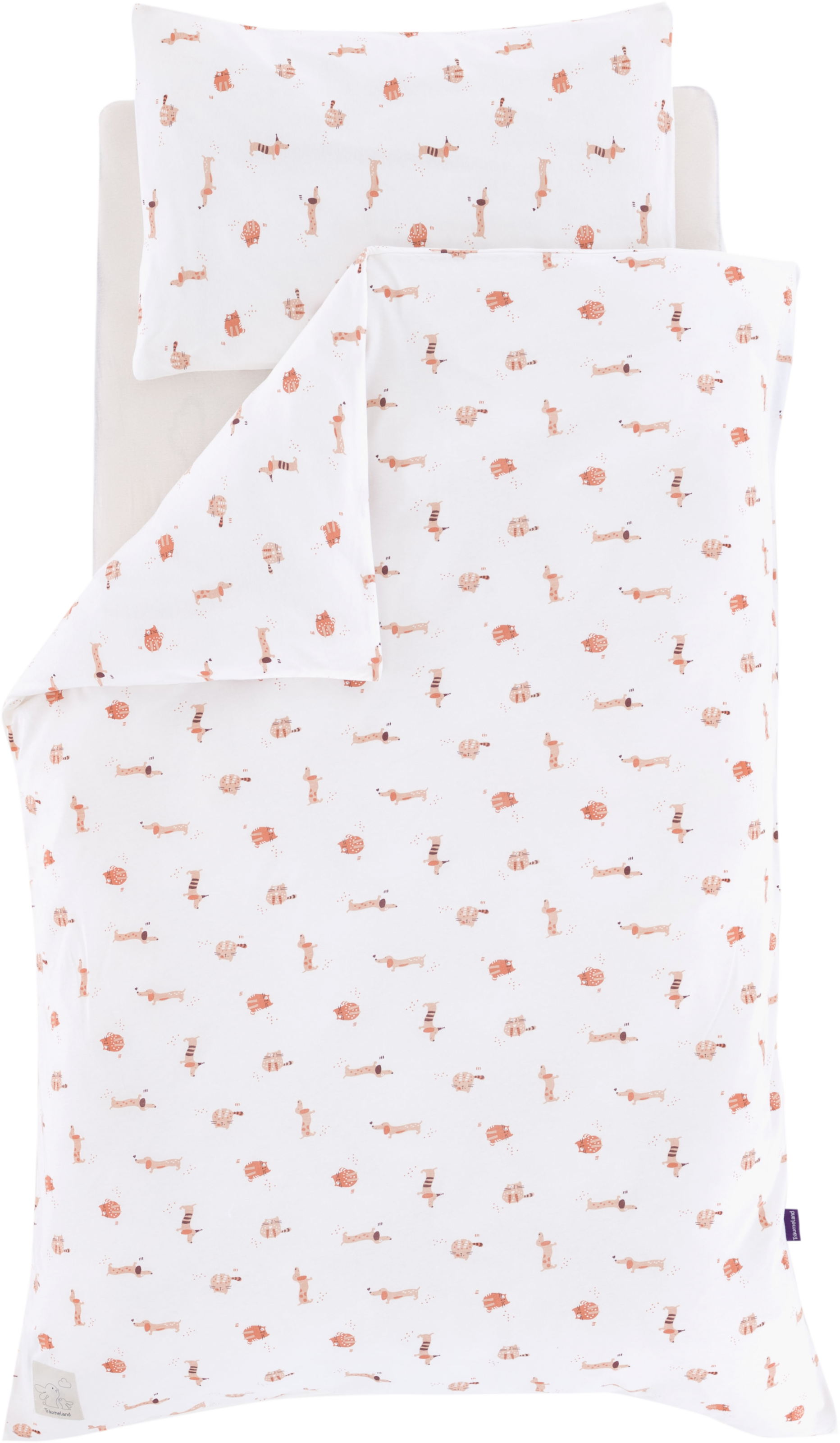 Träumeland Babybettwäsche »Jersey Cats & Dogs«, mit niedlichem Allover-Prin günstig online kaufen