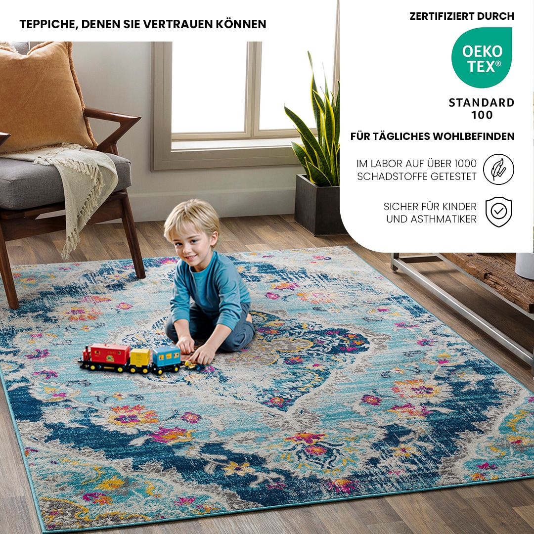 Livabliss Teppich »ADEN«, rechteckig, 10 mm Höhe, Vintage Orientteppich, Kurzflor Boho Wohnzimmerteppich, Läufer