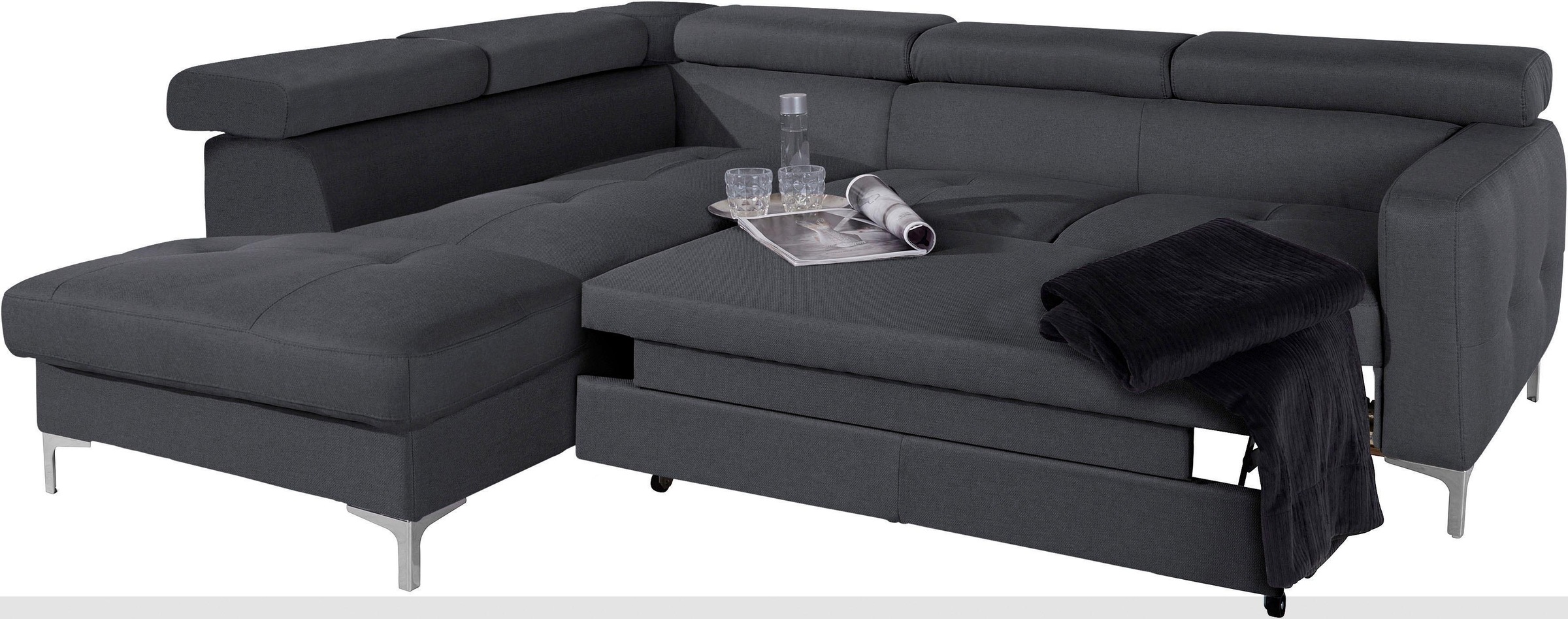 COTTA Ecksofa »Sammy L-Form«, mit Kopfteilverstellung, wahlweise mit Bettfunktion & Bettkasten