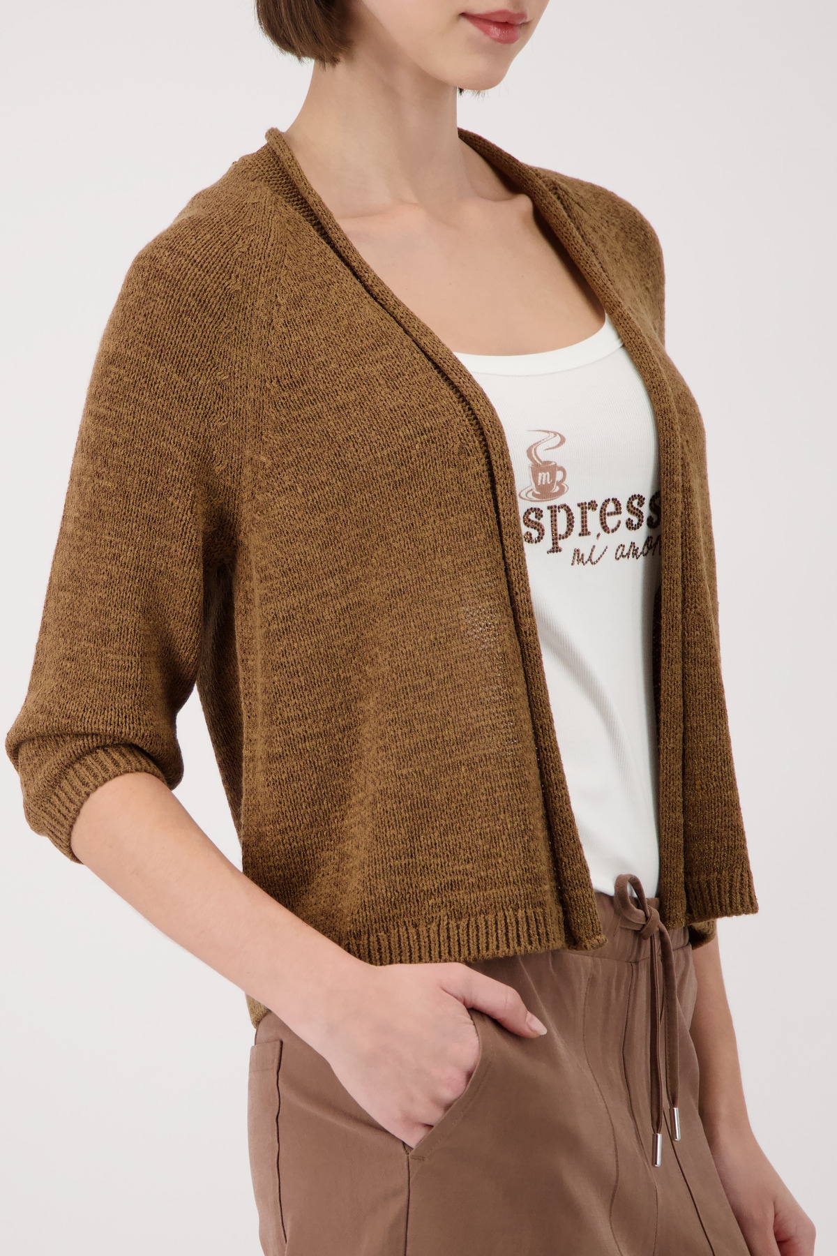 Monari Strickjacke »Jacke Stricküberwurf Basic« Regular fit mit Halbarm