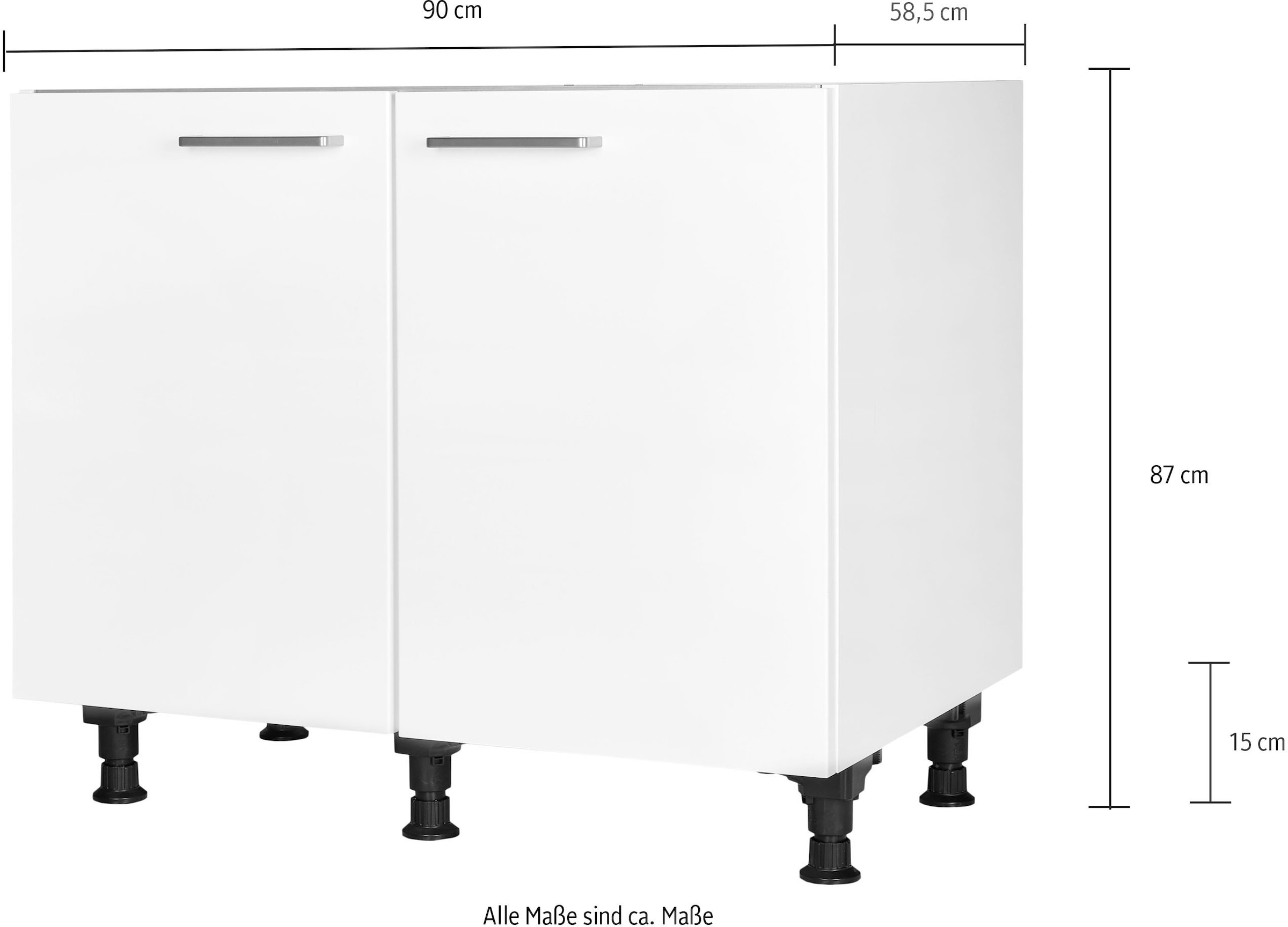 nobilia® Spülenschrank »"Touch", vormontiert, mit höhenverstellbaren Sockelfüßen,«, Breite 90 cm