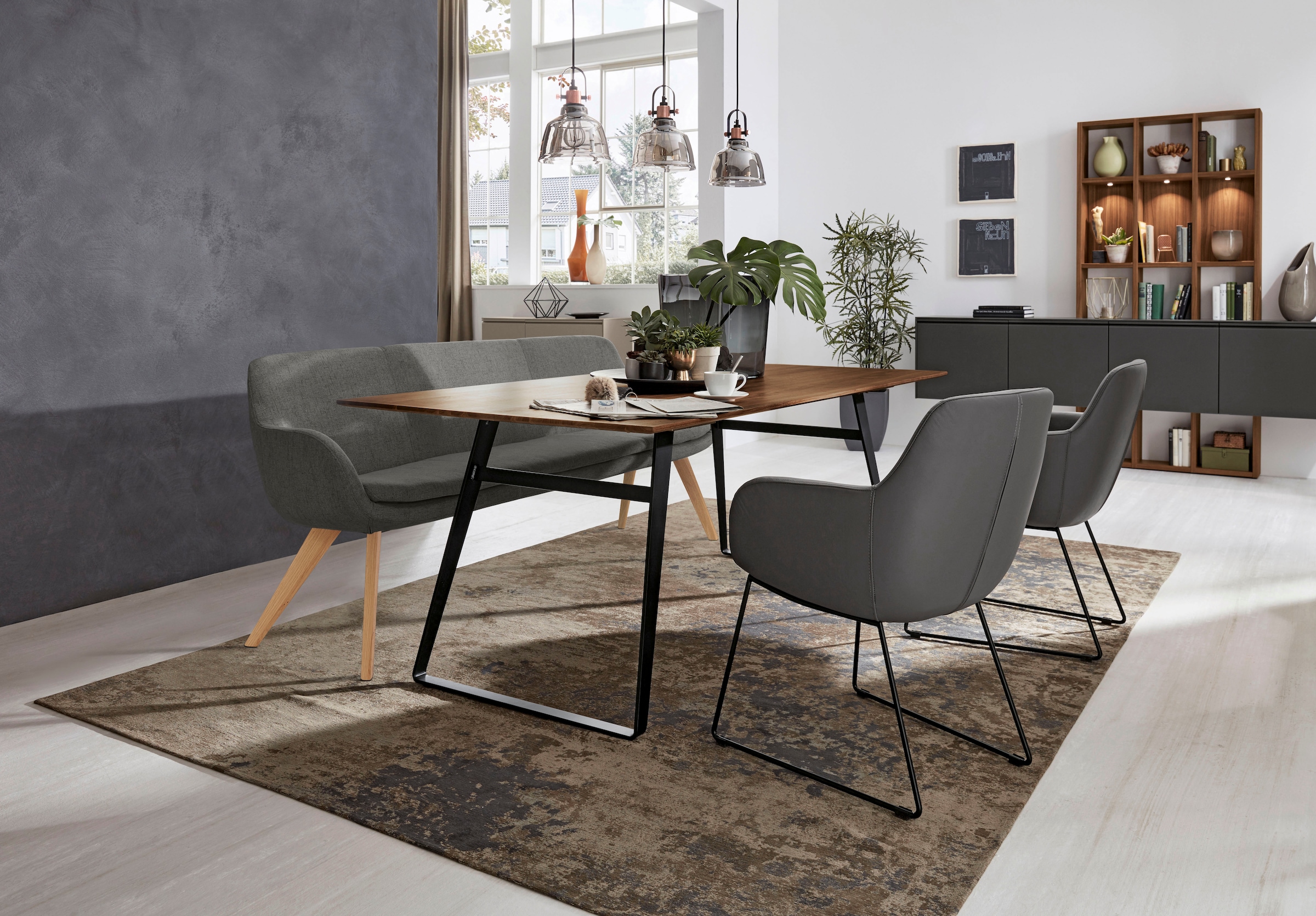 Musterring Essbank »Tavia«, Stativgestell aus Eiche bianco massiv, Breite 180, 200 oder 220 cm