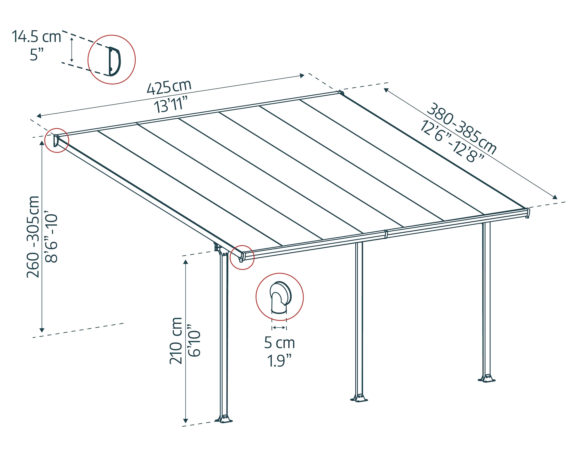 Palram - Canopia Terrassendach »Feria Alu Terrassenüberdachung«, einfache DIY Montage