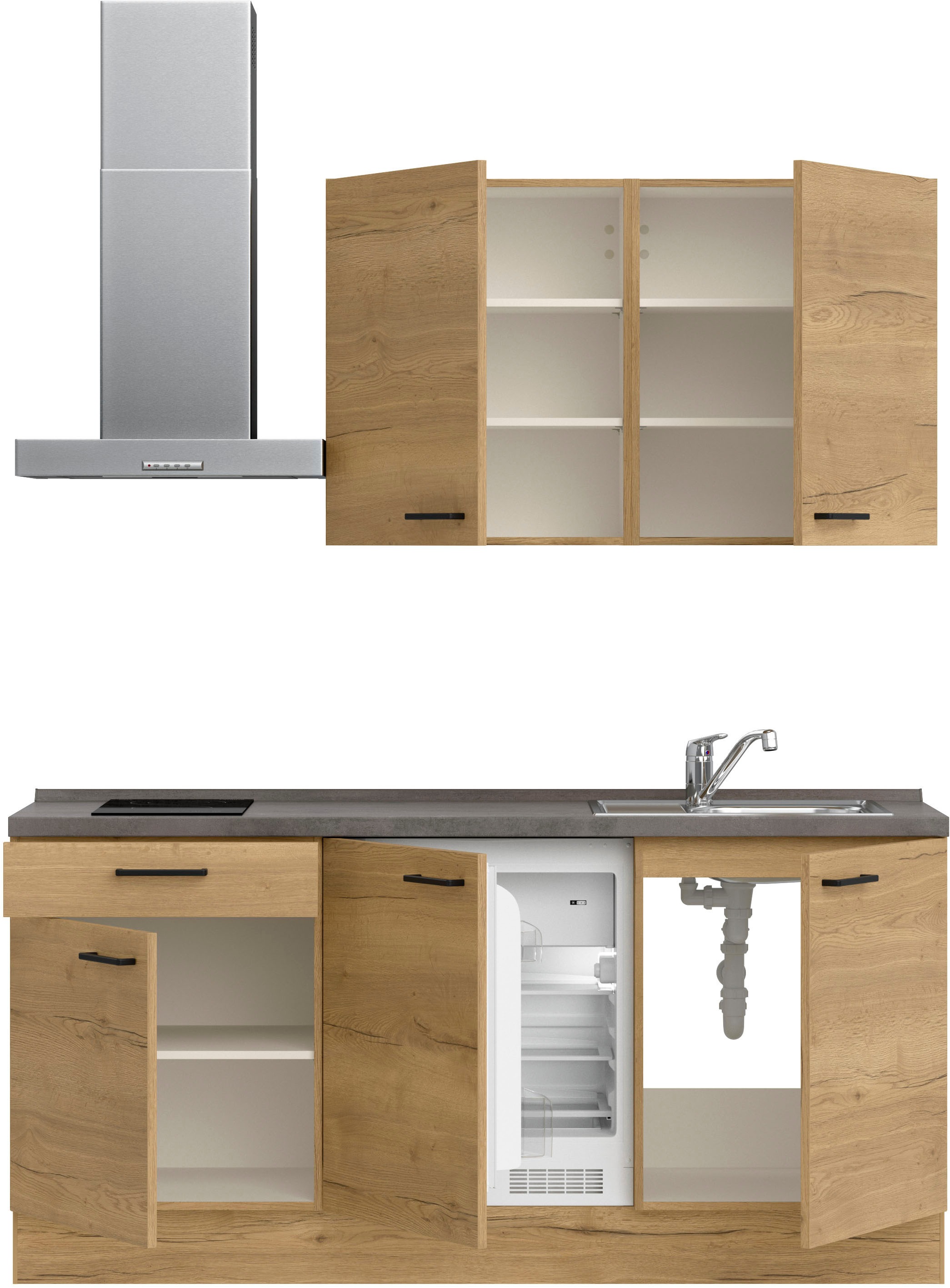 nobilia® Küchenzeile »"Structura I"«, vormontiert, Ausrichtung wählbar, Breite 180 cm, wahlw. mit E-Geräten