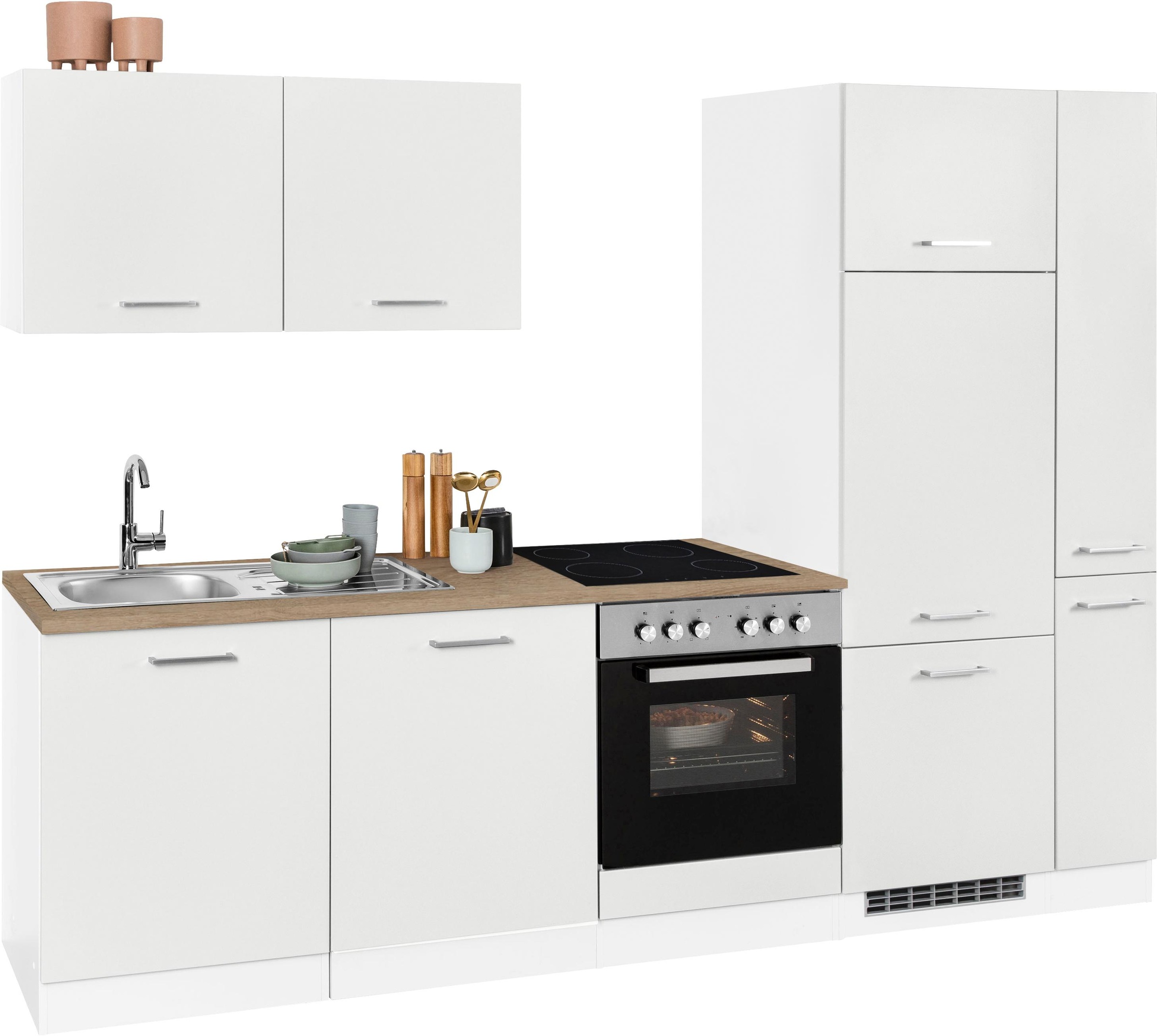 KOCHSTATION Küchenzeile »KS-Visby«, ohne E-Geräte, Breite 270 cm für Kühlschrank und Geschirrspüler