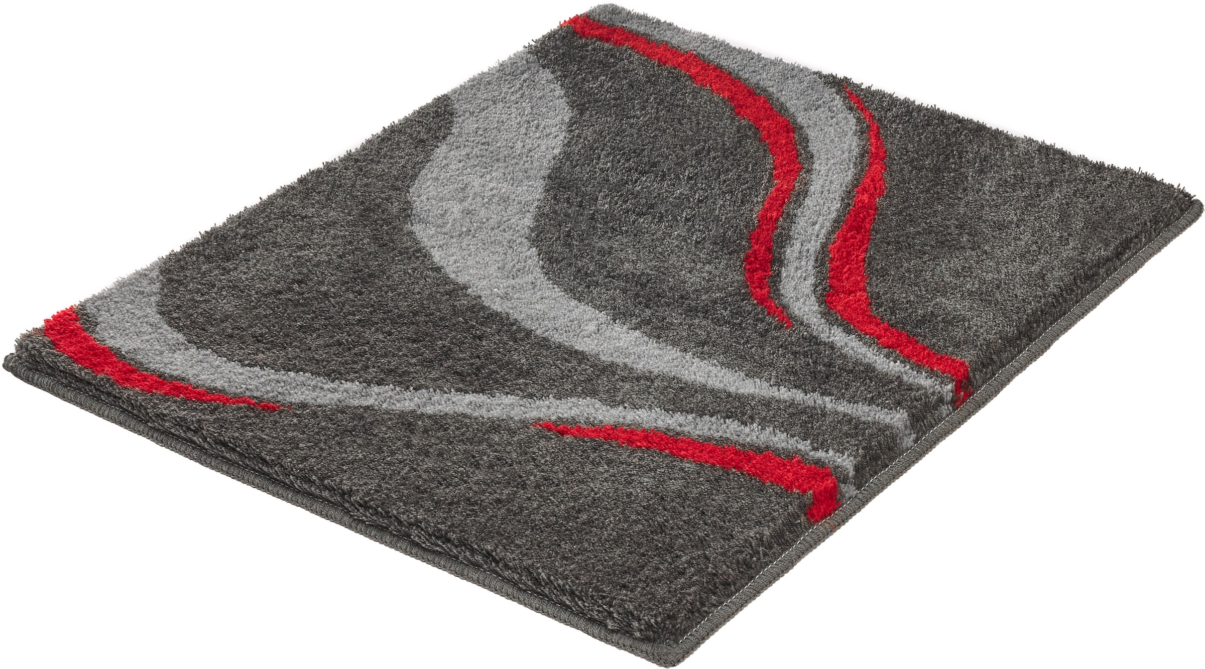 Kleine Wolke Badematte »»Vento«, Badvorleger, Badezimmer Teppich« Höhe 20 mm rutschhemmend beschichtet fußbodenheizungsgeeignet Badteppich, modernes Welledesign, besonders weich