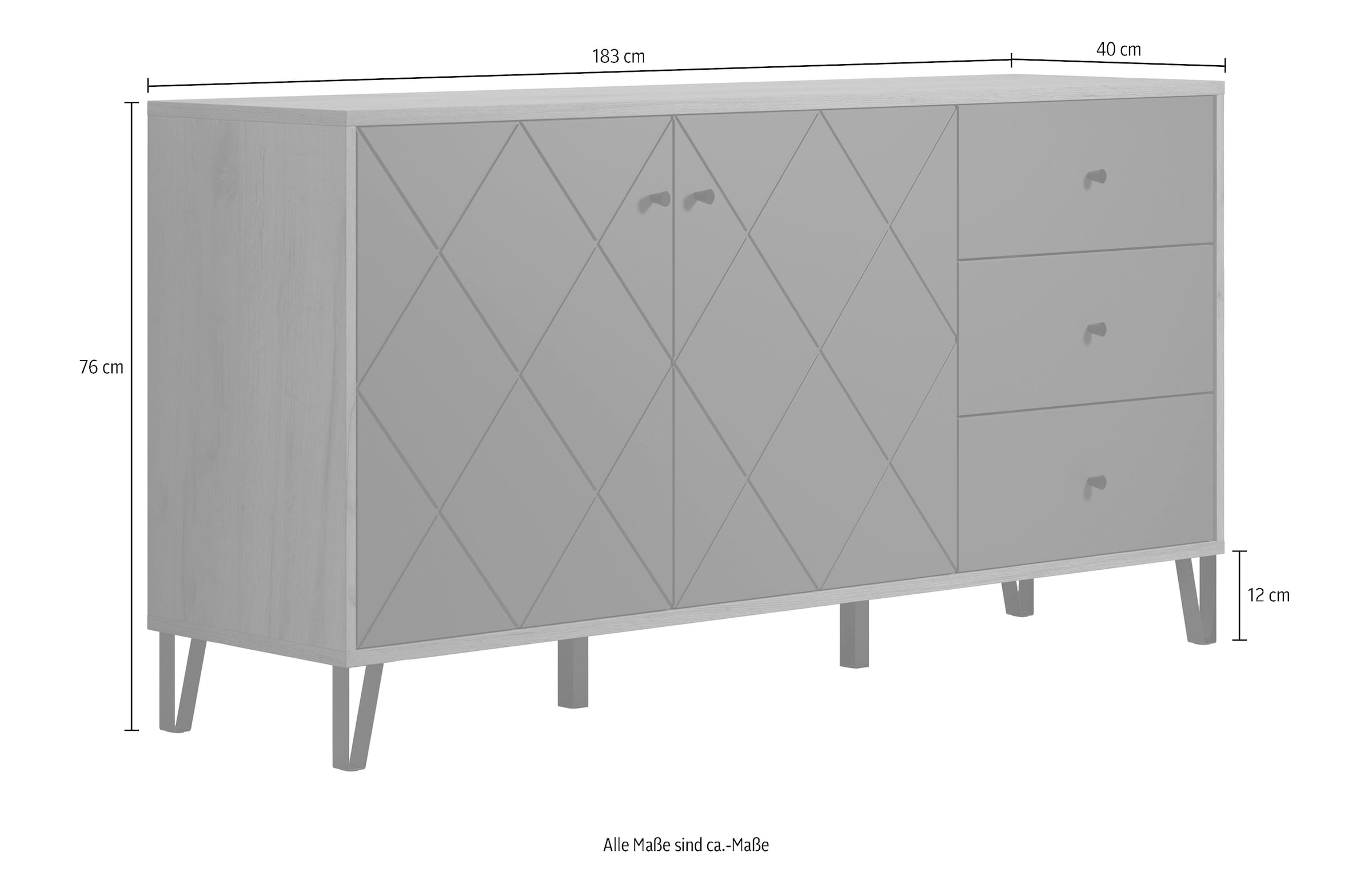 Places of Style Sideboard »Molveno«, (1 St.), außergewöhnliches Design mit strukturierten Fronten, Soft-Close